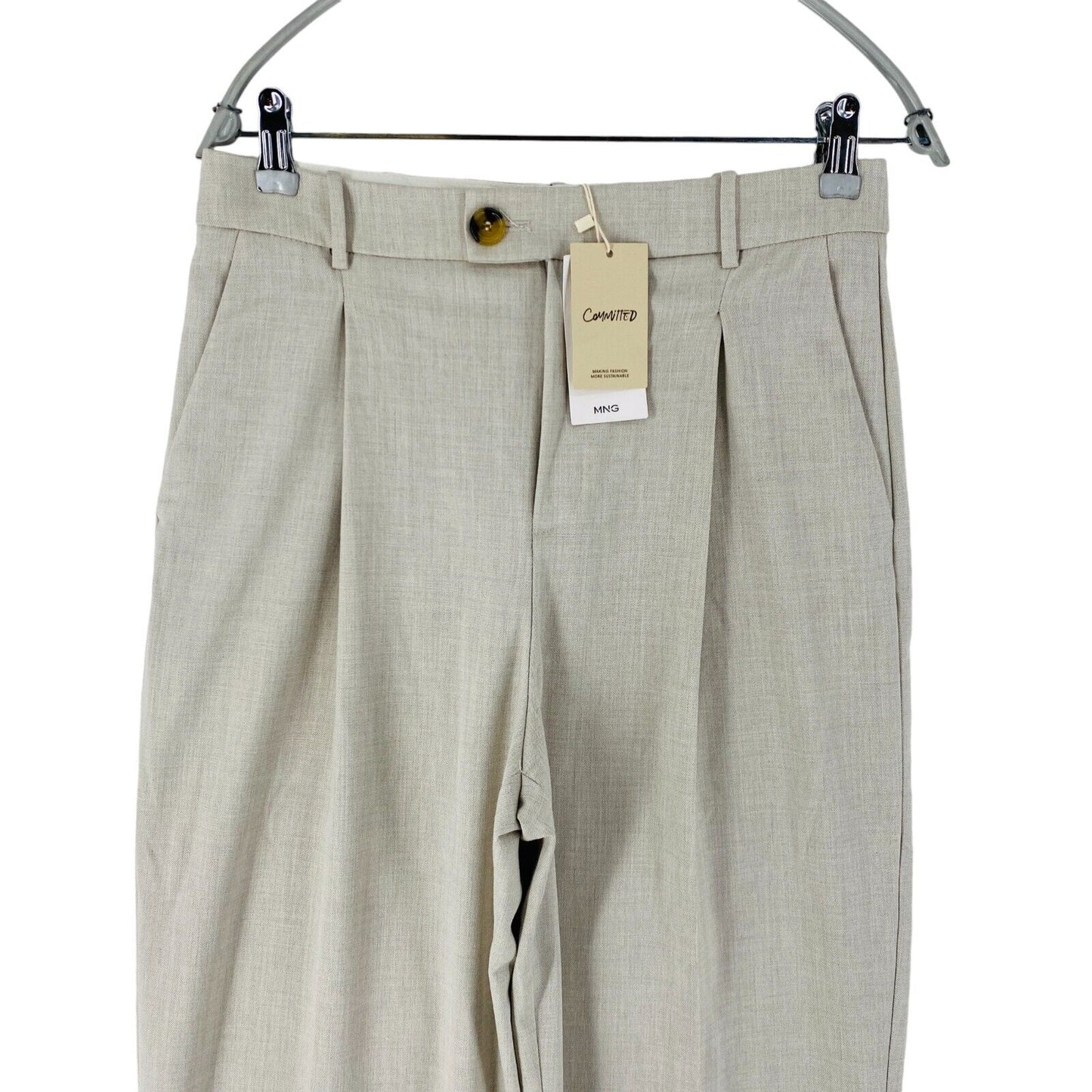 MANGO Women Grey Regular Straight Fit Dress Trousers Size EUR 36 US 4 UK 8 W29