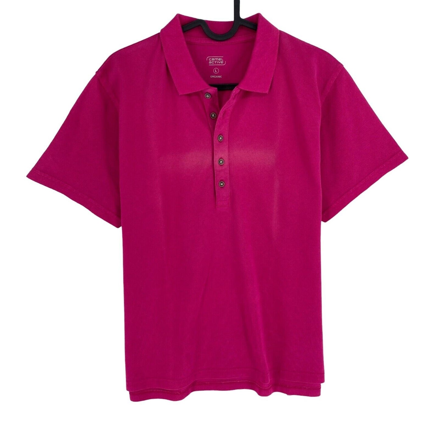 Camel Active Women Dark Pink Solid Short Sleeves Pique Polo Shirt Size L