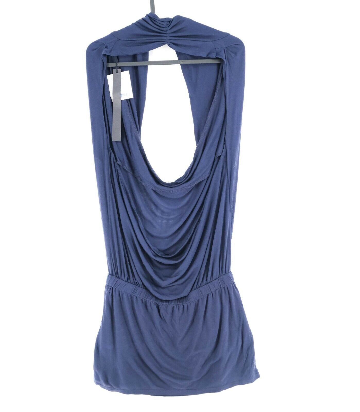 KAI-AAKMANN Blue Scoop Neck Pleated Back Less Dress Size S L