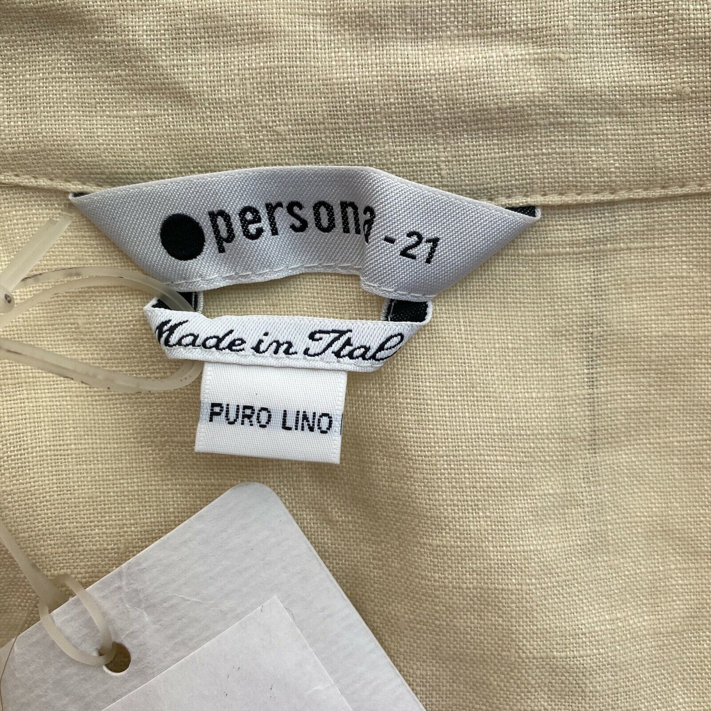 PERSONA Light Brown 100% Linen Shirt Size EU 42 UK 14 US 12