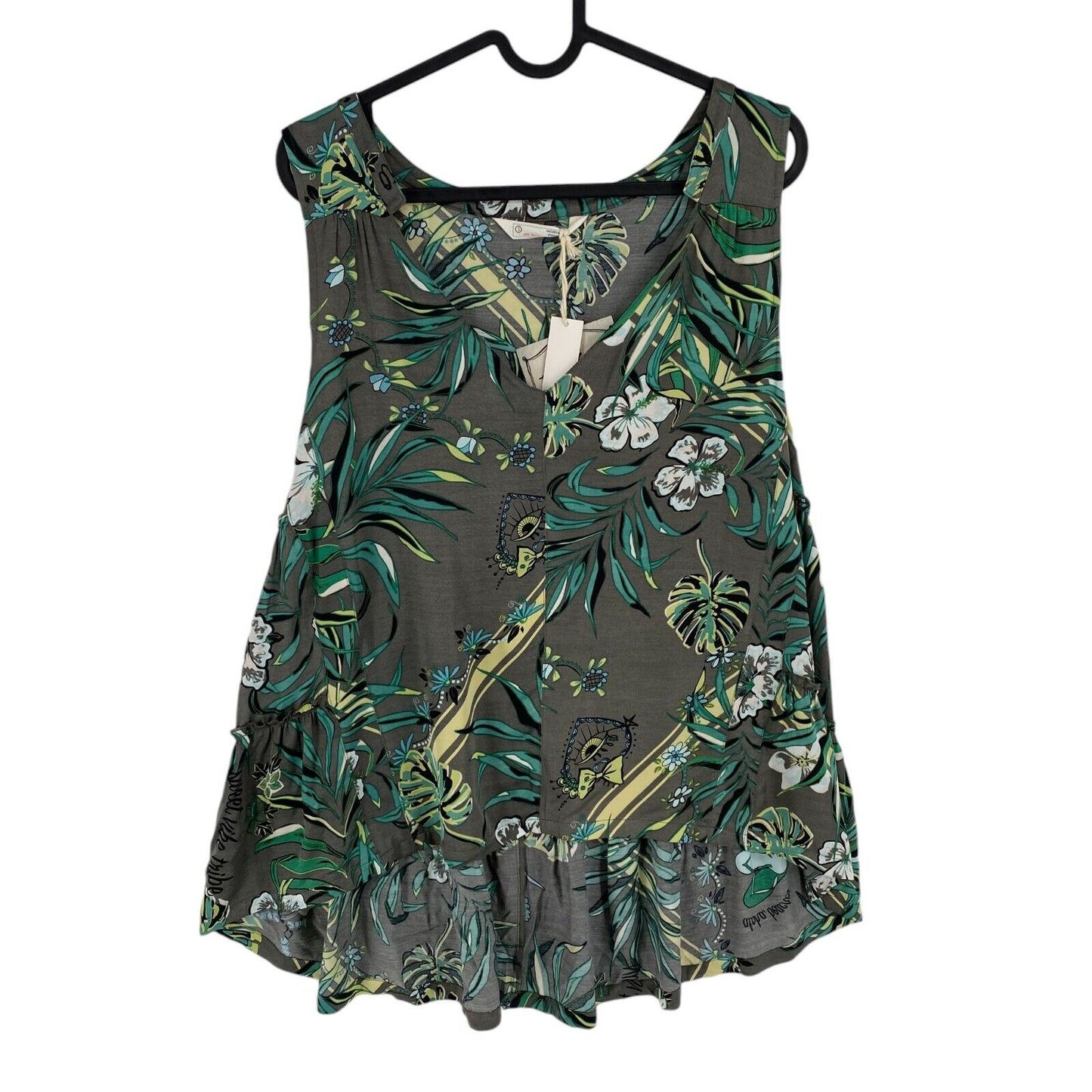 ODD MOLLY Women Green Passionista Sleeveless Blouse Size 1 / S