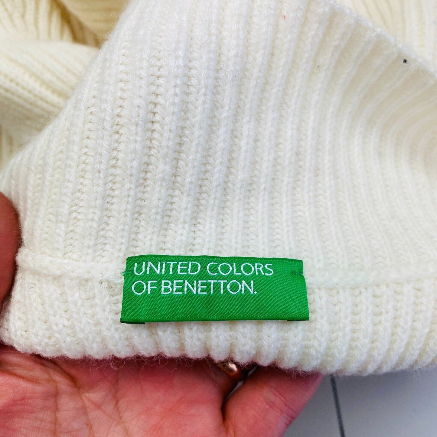 United Colors of Benetton Women White Poncho Sweater Jumper One Size