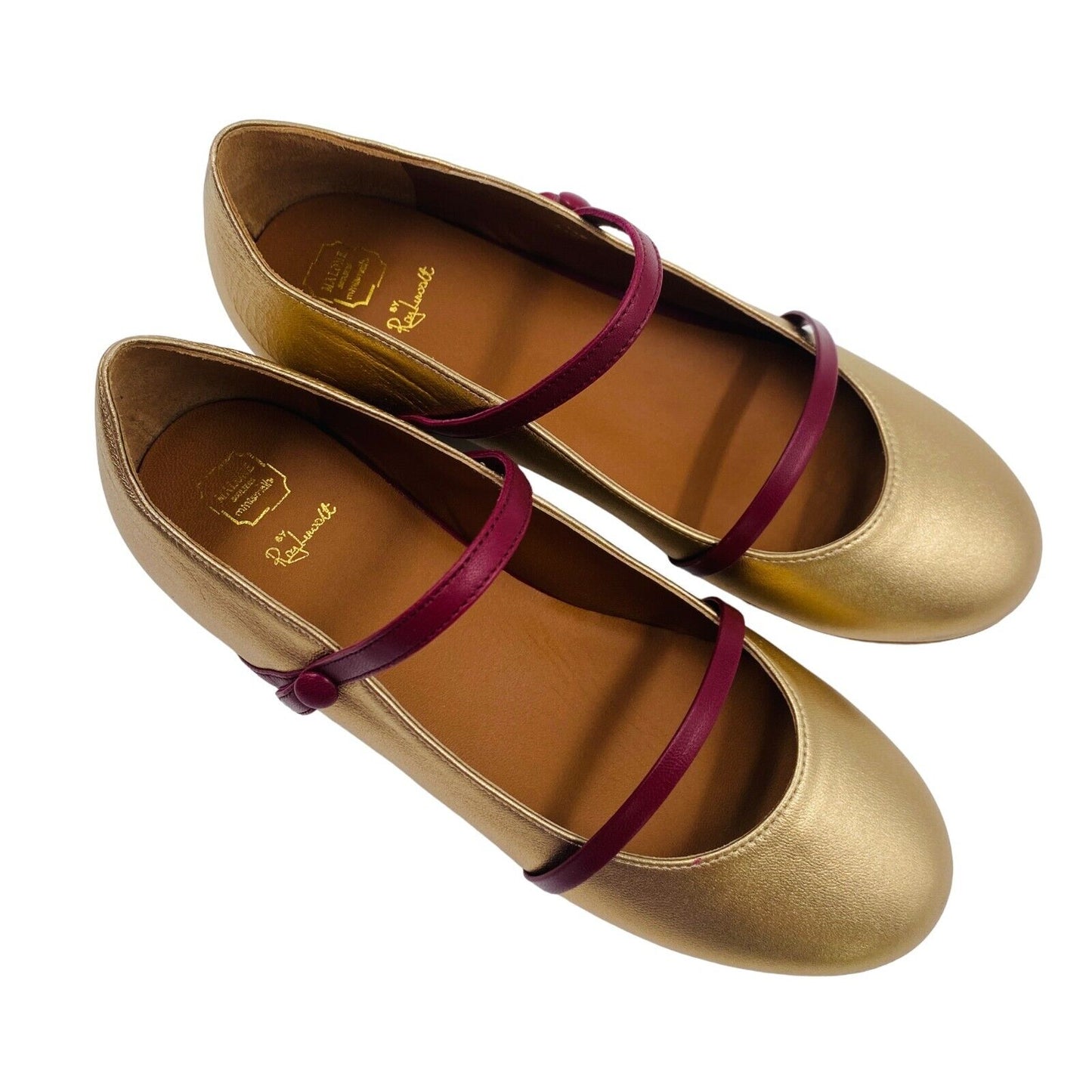 MALONE SOULIERS Gold Maureen Pump Smalls Flat Shoes Size EU 33 UK 13.5 US 1.5