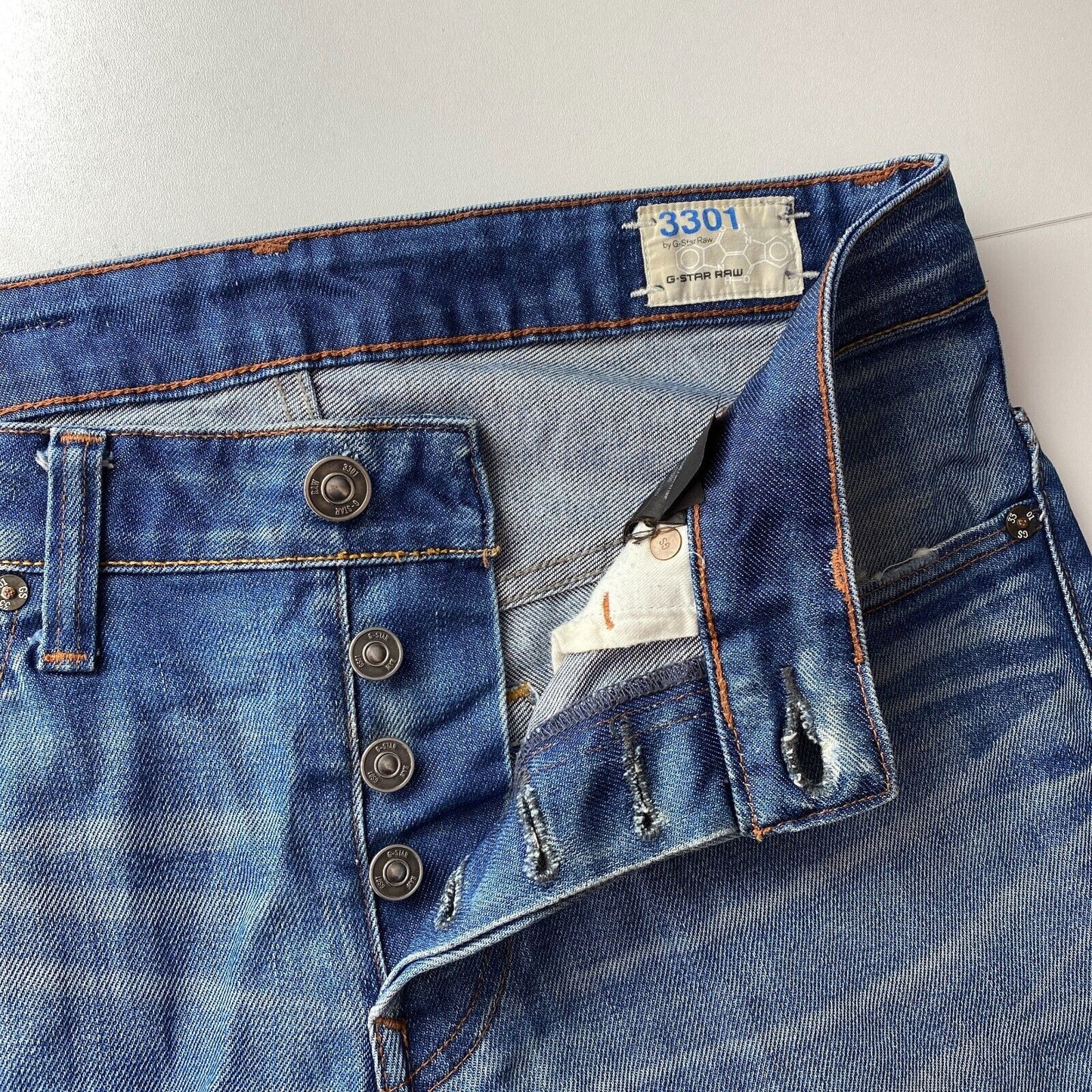 G-STAR 3301 LOW Jean coupe fuselée classique bleu W30 L34