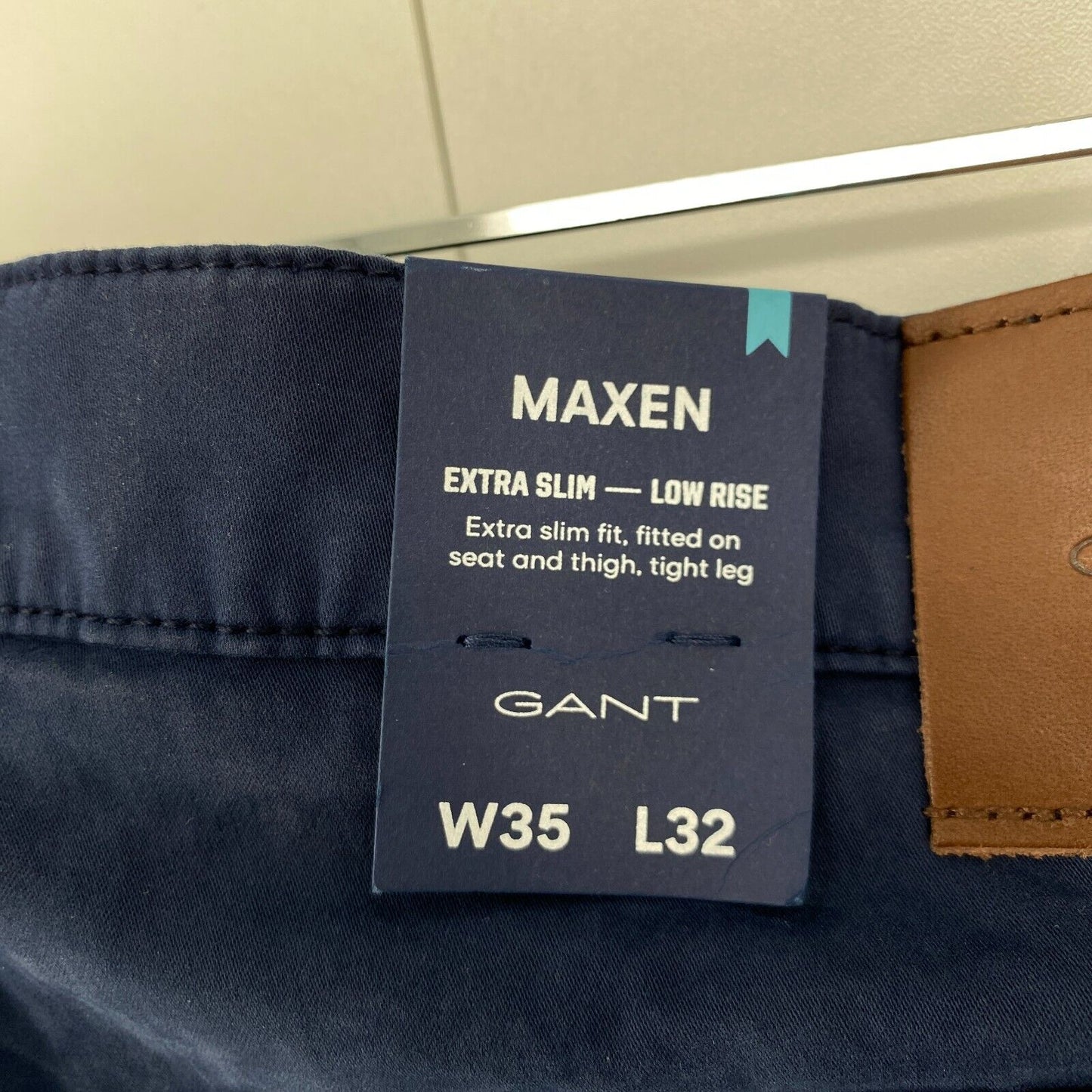 GANT MAXEN Dark Blue Extra Slim Fit Chino Trousers W35 L32