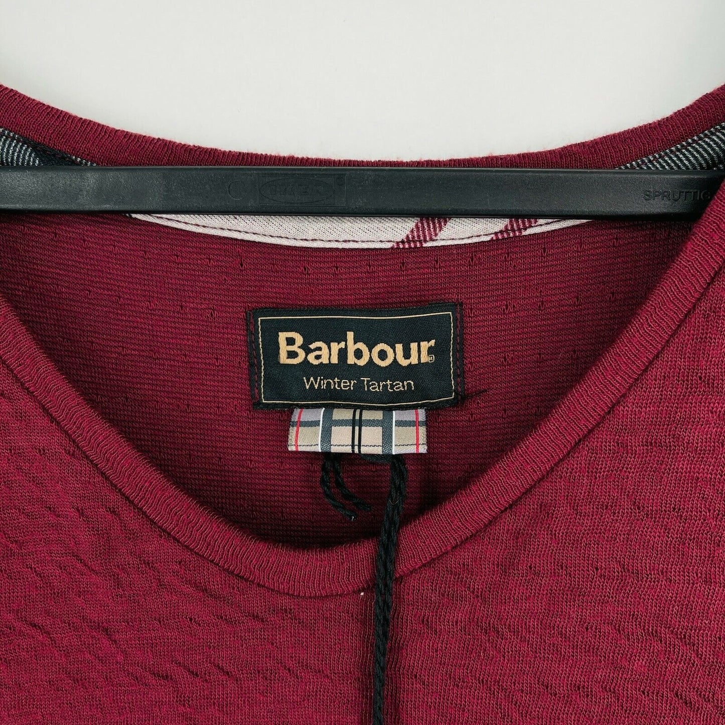 Barbour Red Winter Tartan Wool Blend Loose Fit Jumper UK 12 EUR 38 US 8