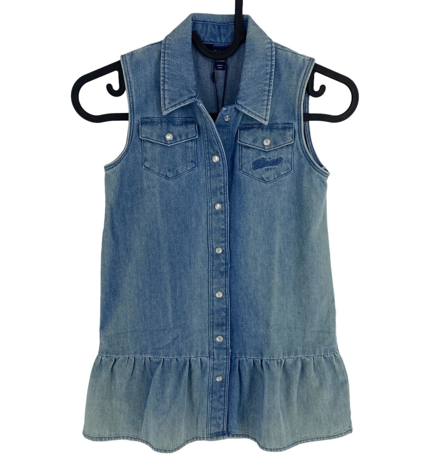 GANT Girls Blue Rope Script Denim Shirt Dress Size 5-6 Years 110-116 cm