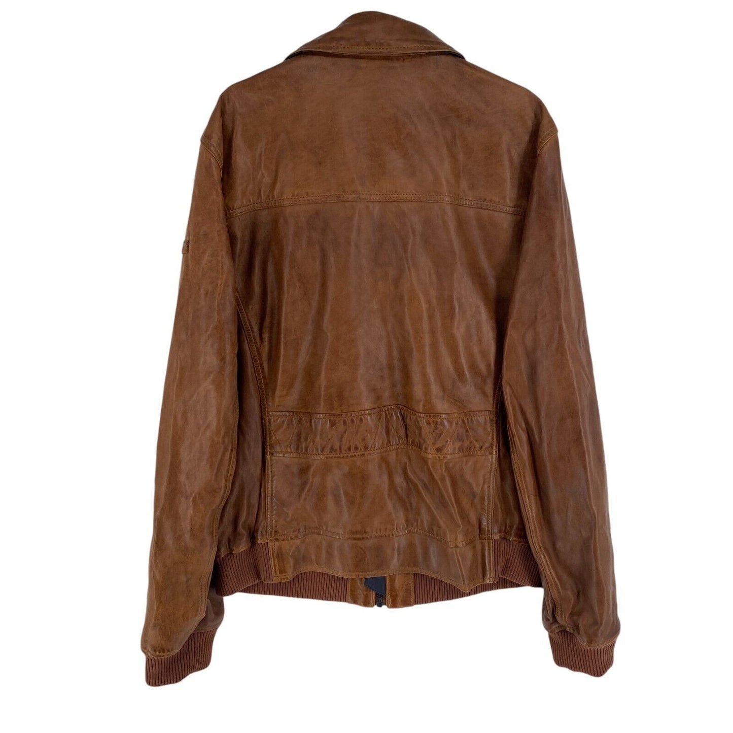 Redskins Men Brown Leather Bomber Jacket Coat Size 2XL XXL