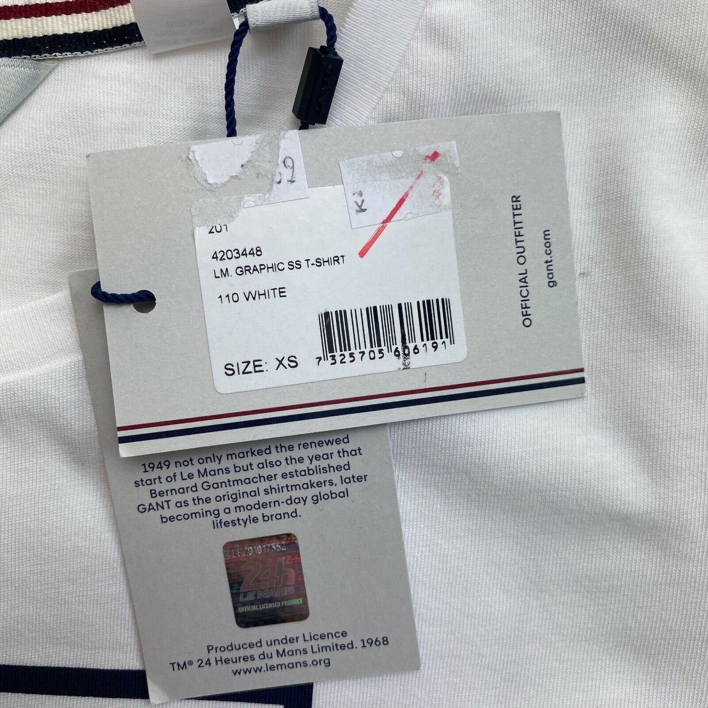 GANT x LE MANS – T-Shirt mit Rundhalsausschnitt und Grafik, weiß, Größe XS