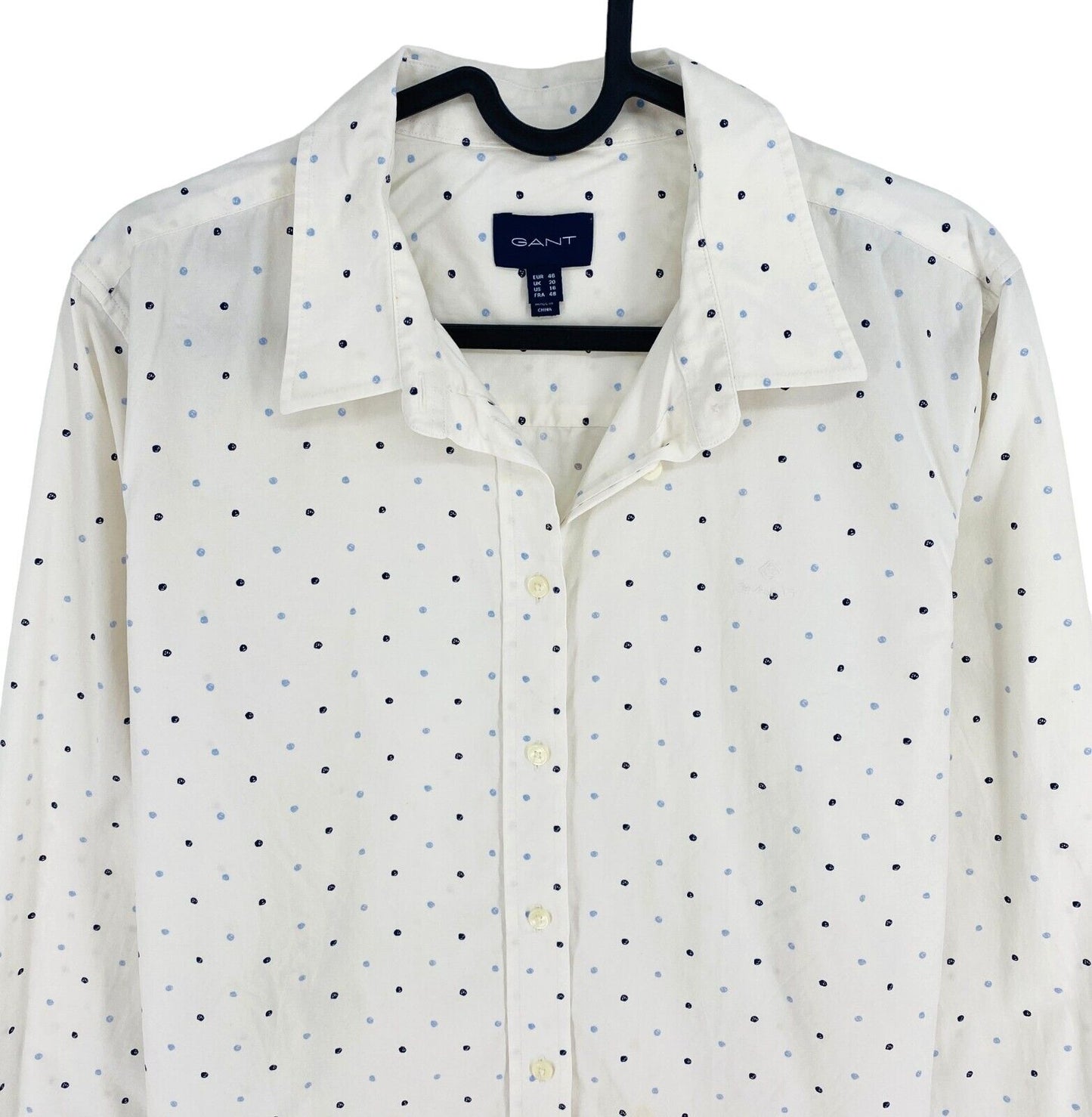 GANT Women White Polka Dot Long Sleeves Shirt Size EU 46 UK 20 US 16