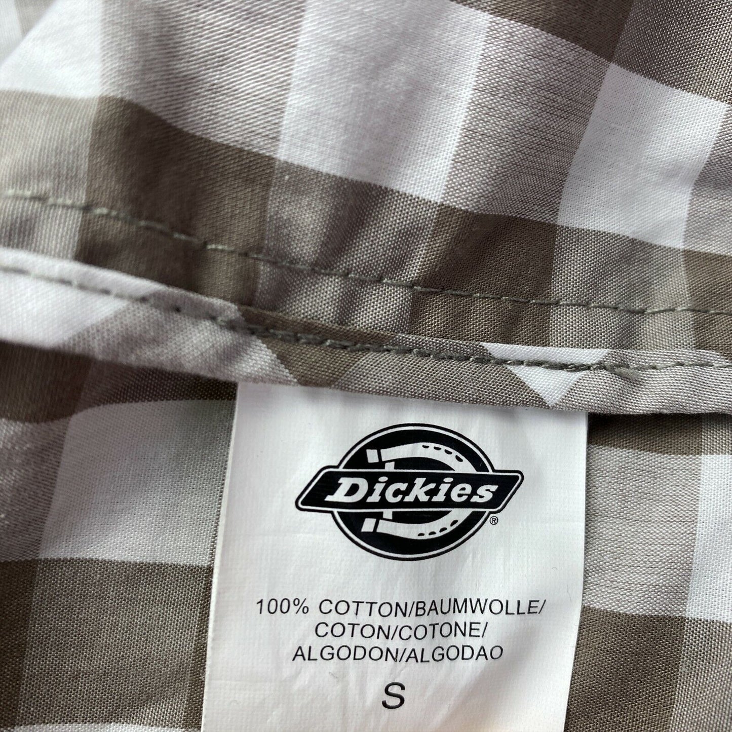 Dickies Check Light Brown 100% Cotton Hooded Jacket Size S