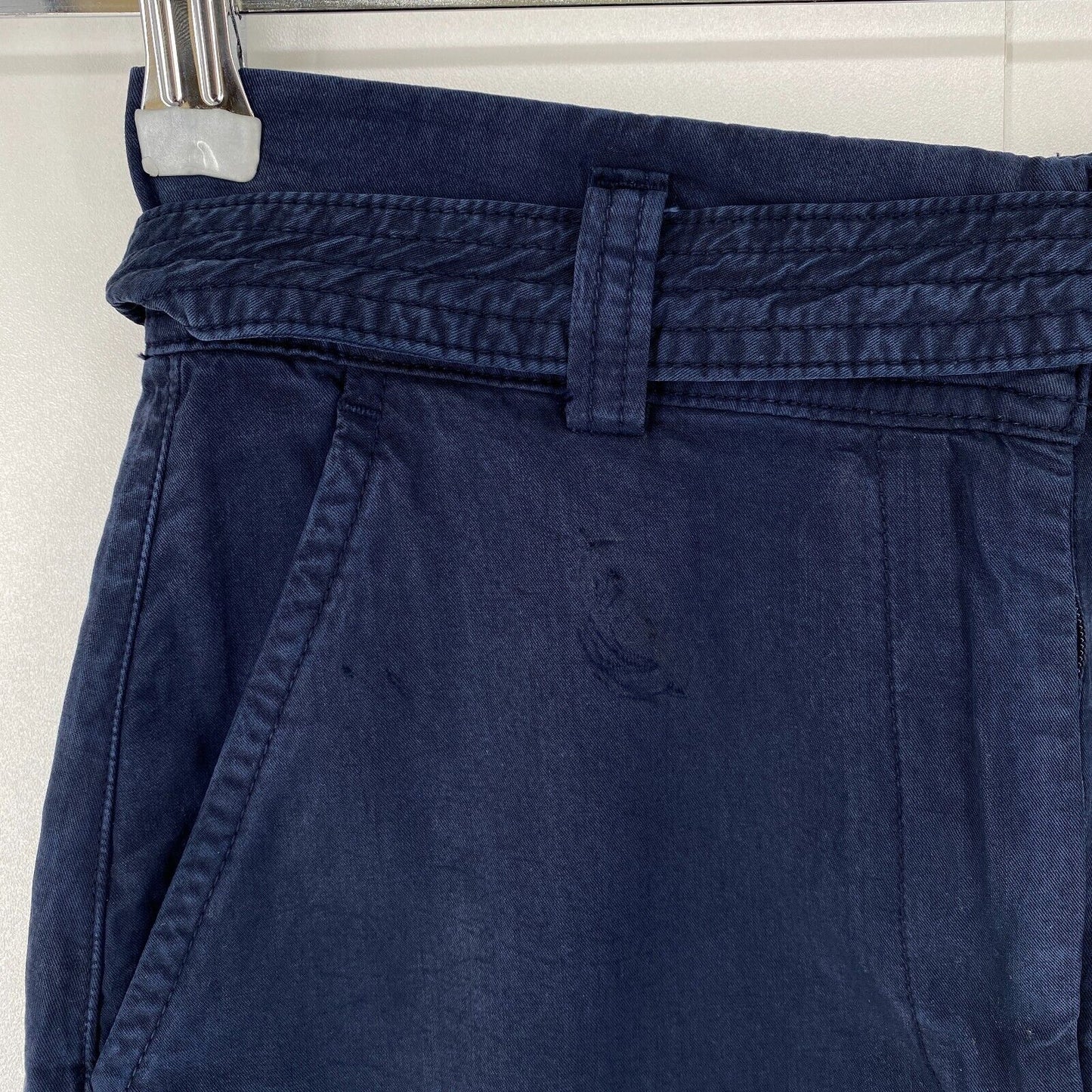 GANT Women Dark Blue Relaxed Fit Belted Shorts Size EUR 34 UK 6 US 4 W24