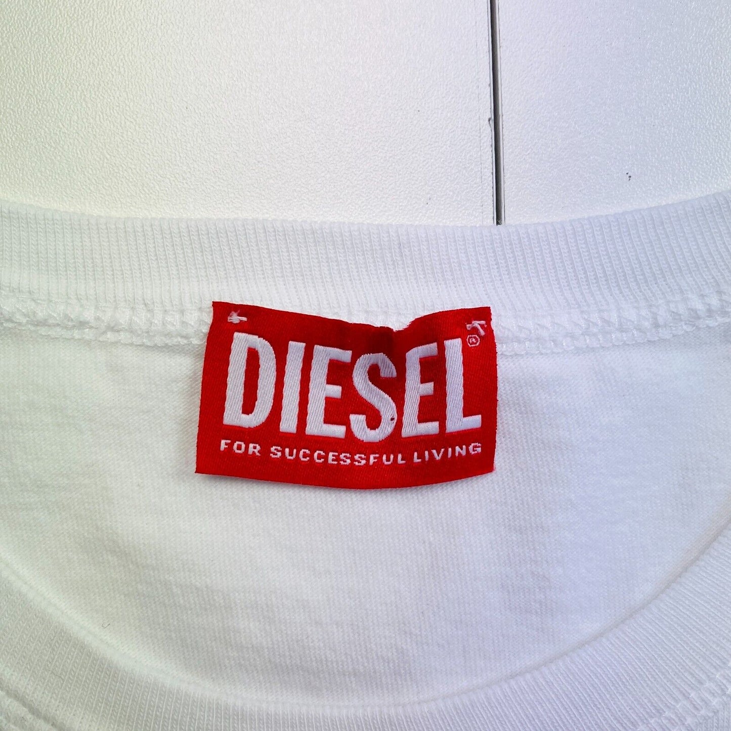 DIESEL Men White T-JUST-OD Crew Neck Short Sleeves T Shirt Size S