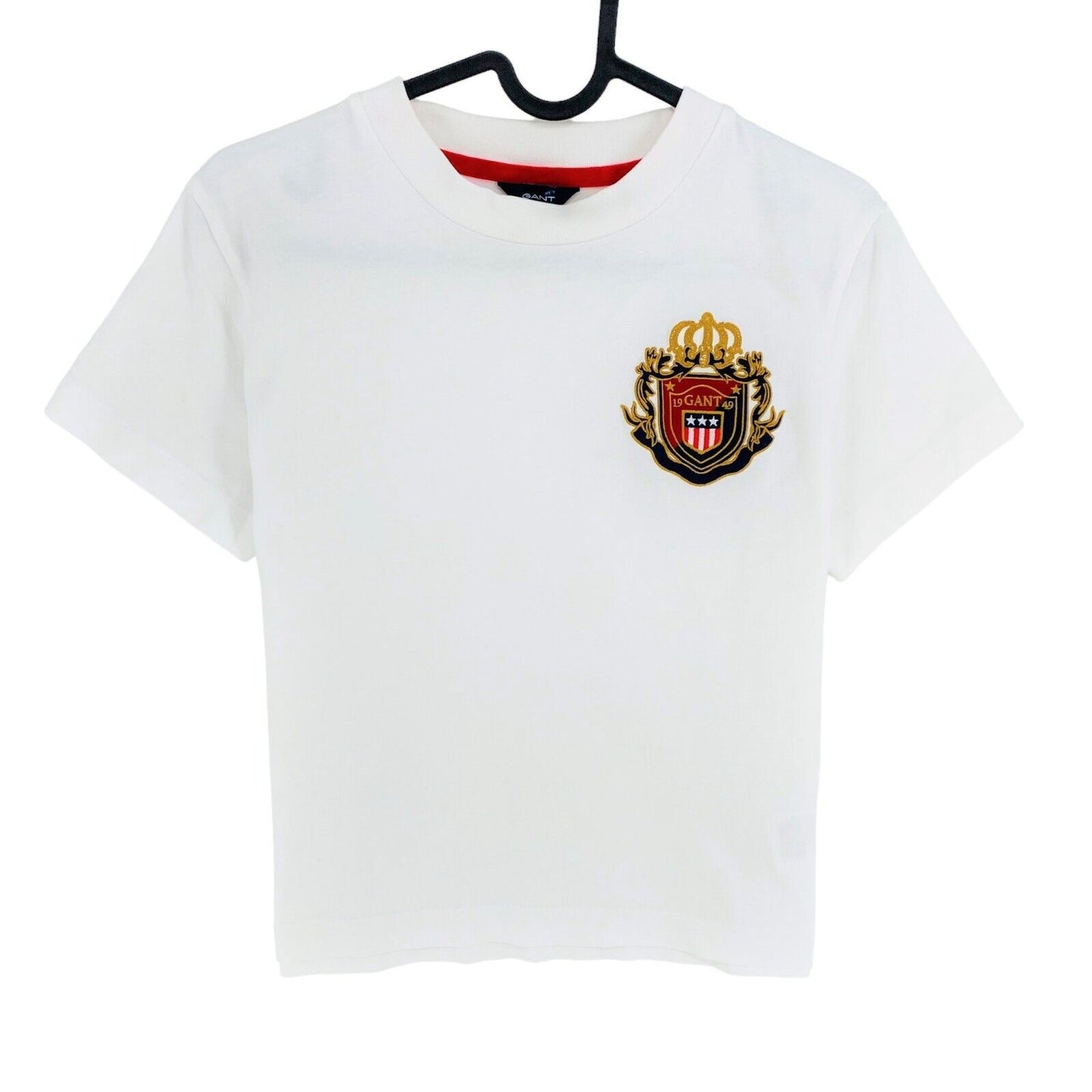 GANT Filles Blanc US Royauté Badge Ras du Cou T-shirt Taille 13-14 Ans 158/164 cm