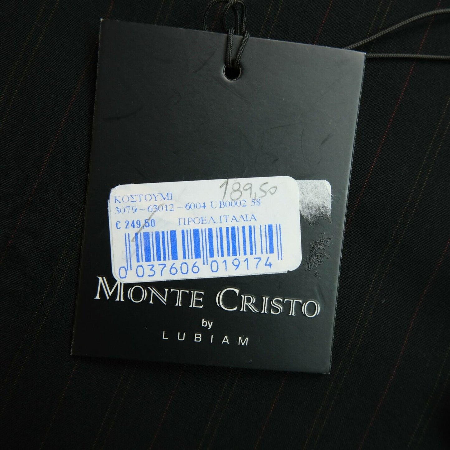 Prix ​​conseillé 249 € MONTE CRISTO By Lubiam Veste de costume noire et pantalon Taille EU 58 UK/US 48