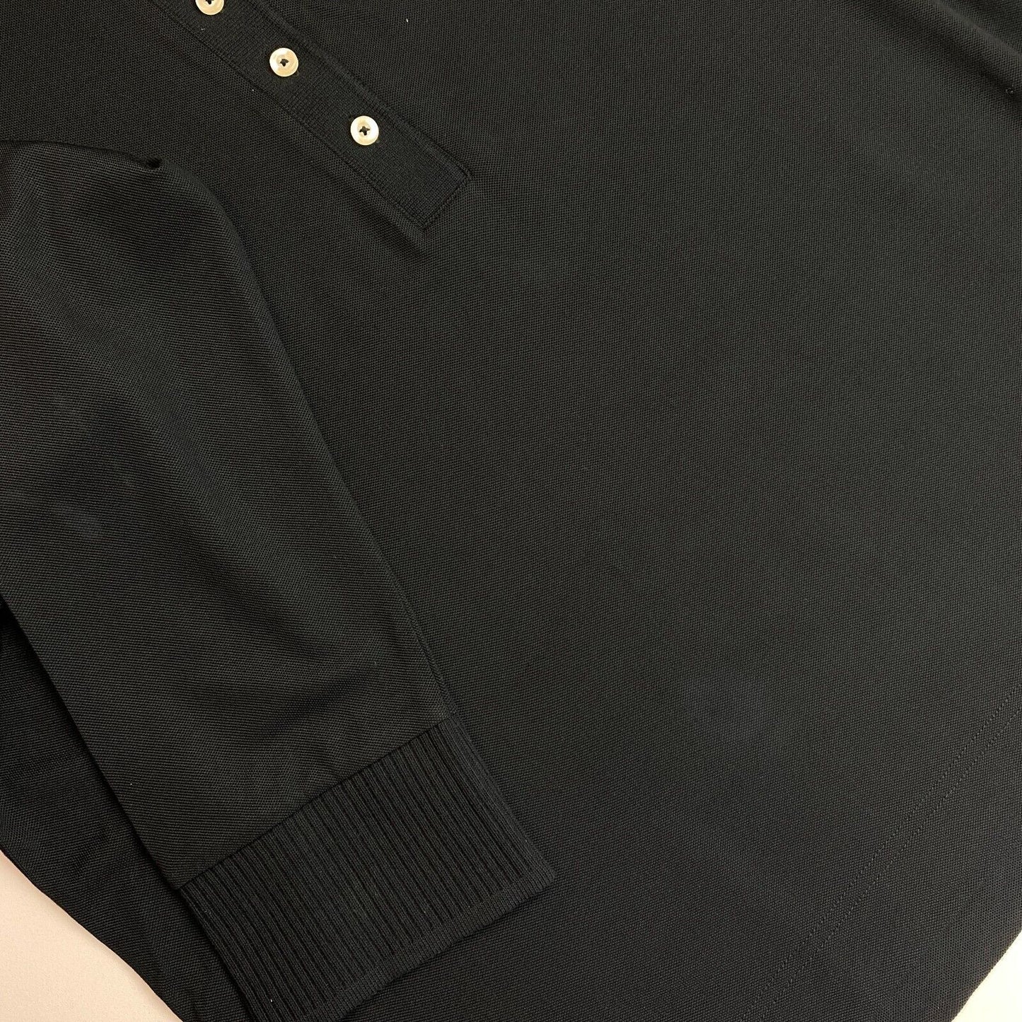 GANT Noir Reg Détail Col Manches Longues Piqué Polo Taille XL