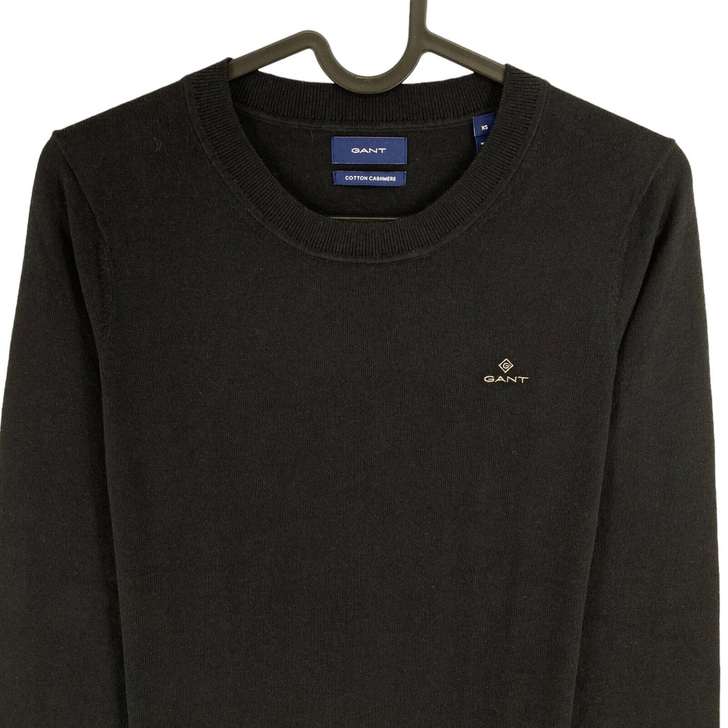 GANT Black Cotton Cashmere Crew Neck Pullover Sweater Jumper Size XS