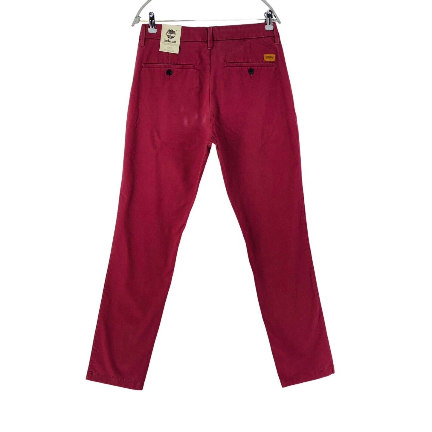 TIMBERLAND Mens Red Stretch Slim Fit Chino Trousers W34 L34