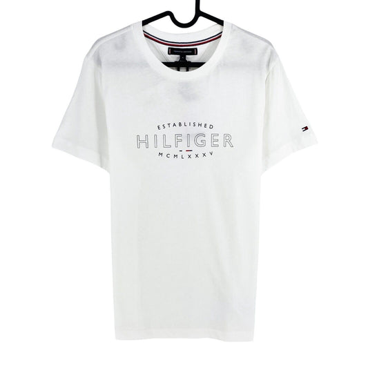 TOMMY HILFIGER Men White Curve Logo Short Sleeve Crew Neck T-Shirt Size M