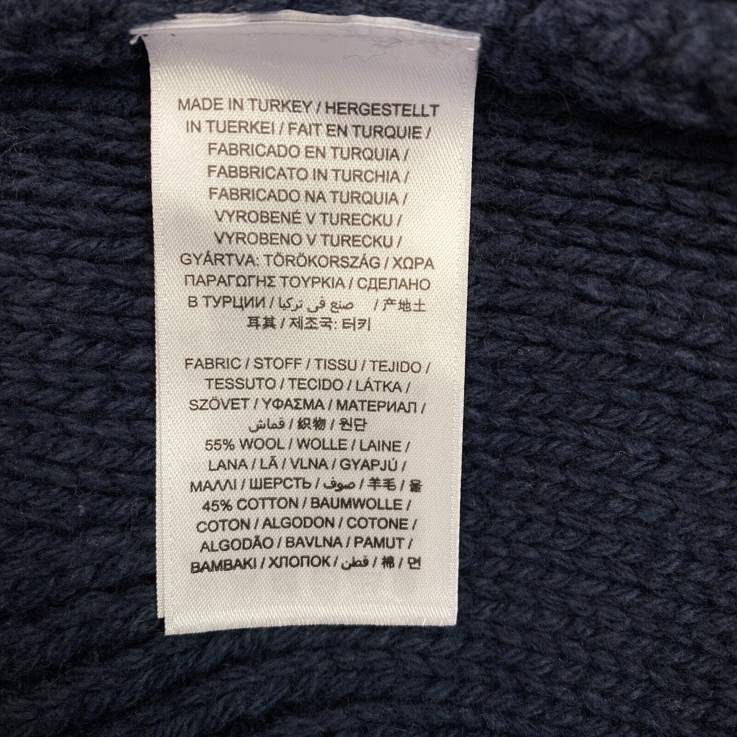 GANT Pullover mit Rundhalsausschnitt und grafischem Zopfmuster, Marineblau, Größe L