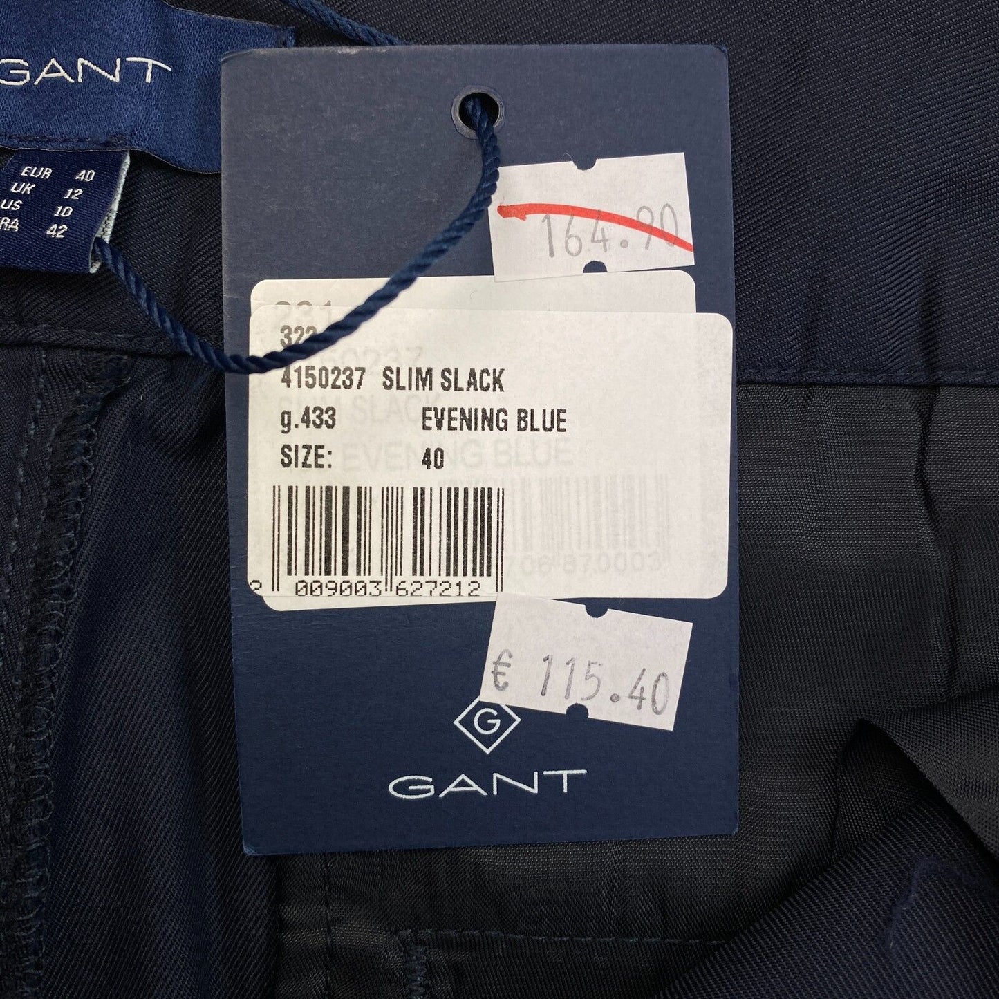 GANT Navy Blue Slim Fit Slacks Pants Trousers Size EU 40 UK 12 US 10