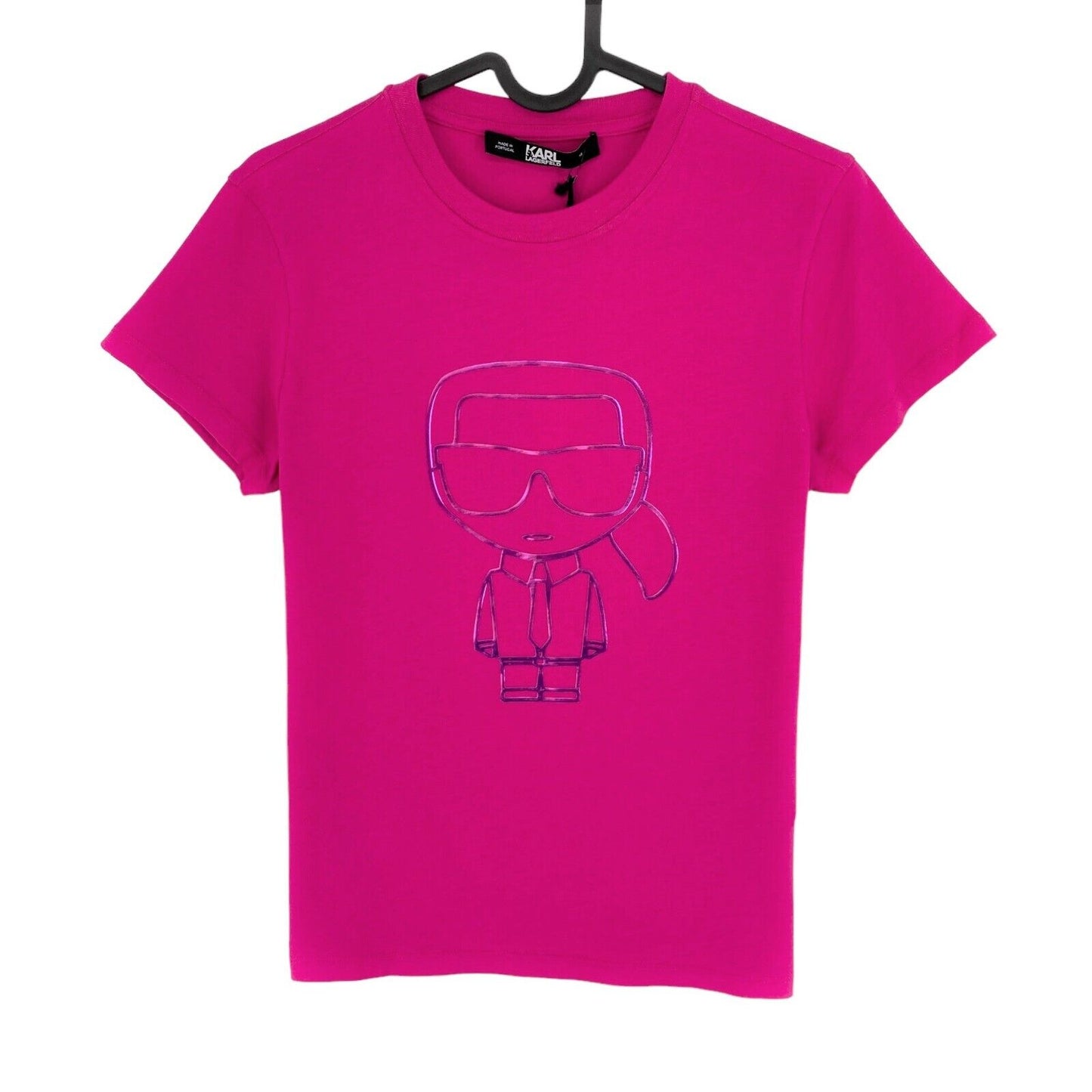 Karl Lagerfeld Pink Ikonik Karl Outline Crew Neck T Shirt Size XS