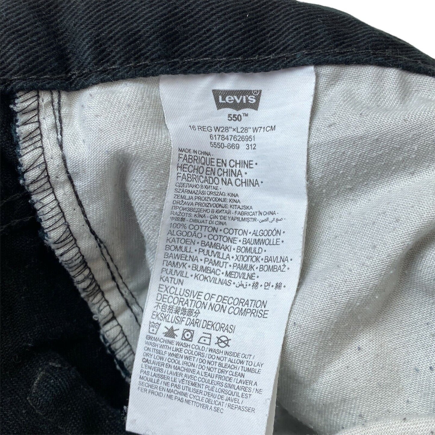 Levi's 550 Boys Gris foncé Coupe décontractée Jeans Taille 16 ans Regular / W28 L28