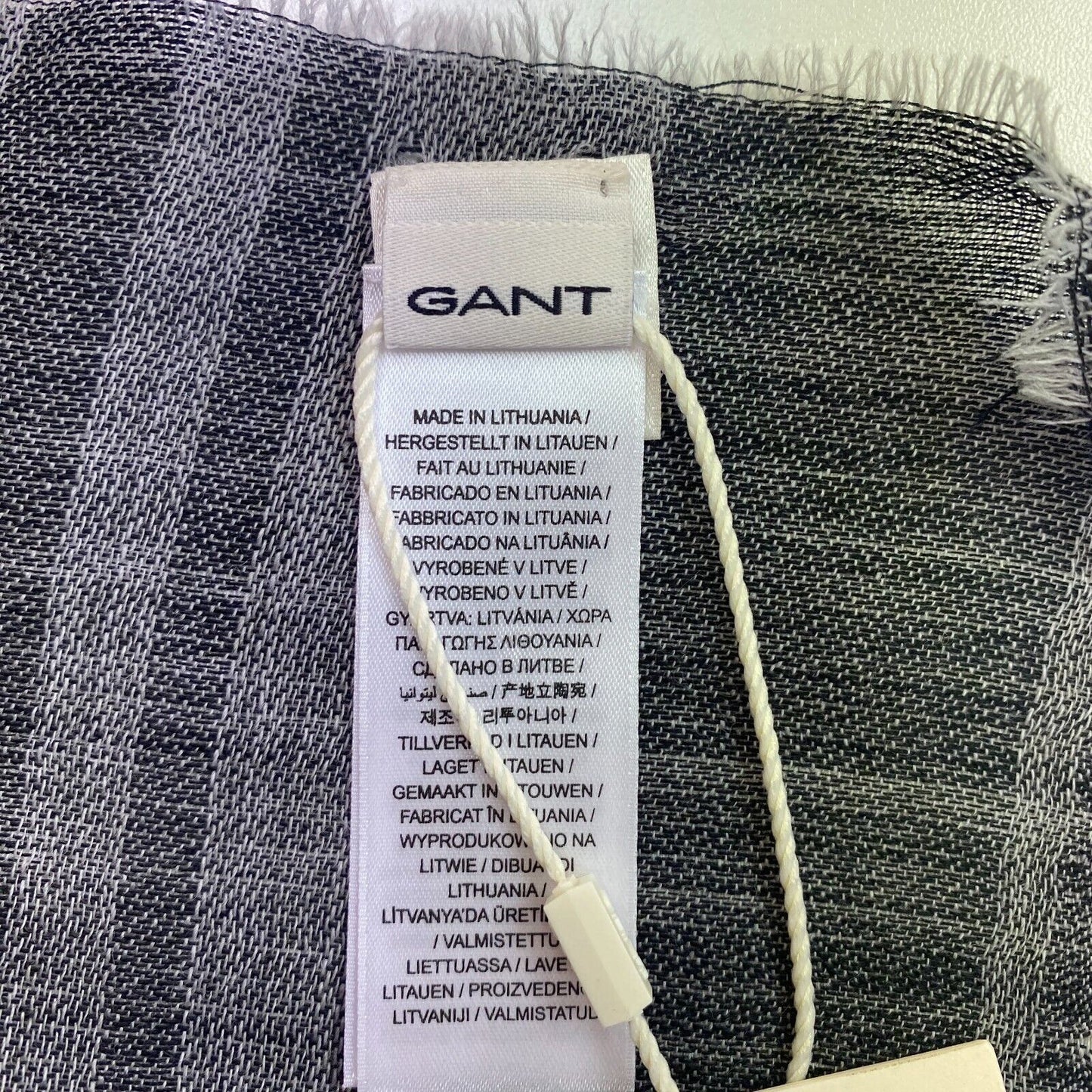 GANT Women Dark Grey Wool Graphic Scarf Shawl One Size