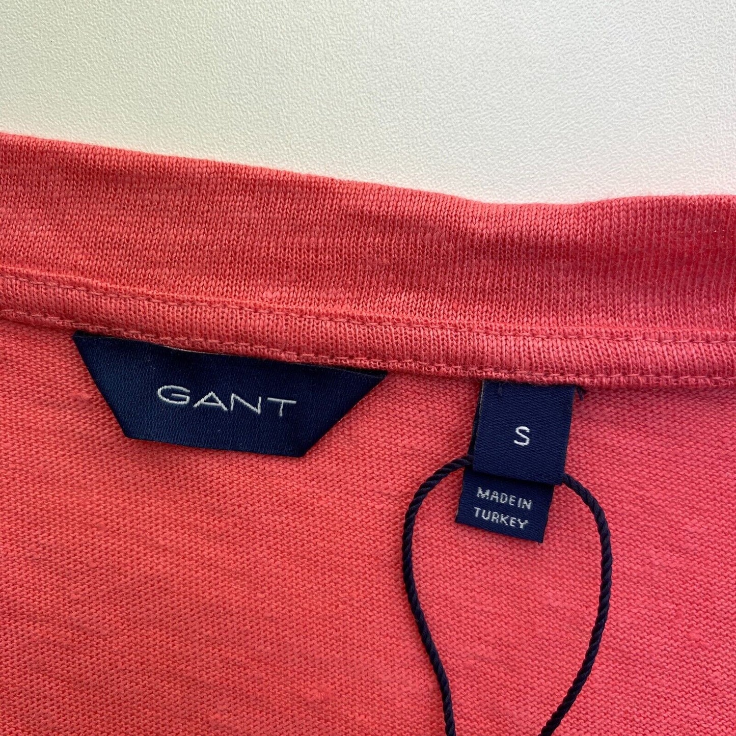 GANT Pink Linen Crew Neck T-Shirt Size S