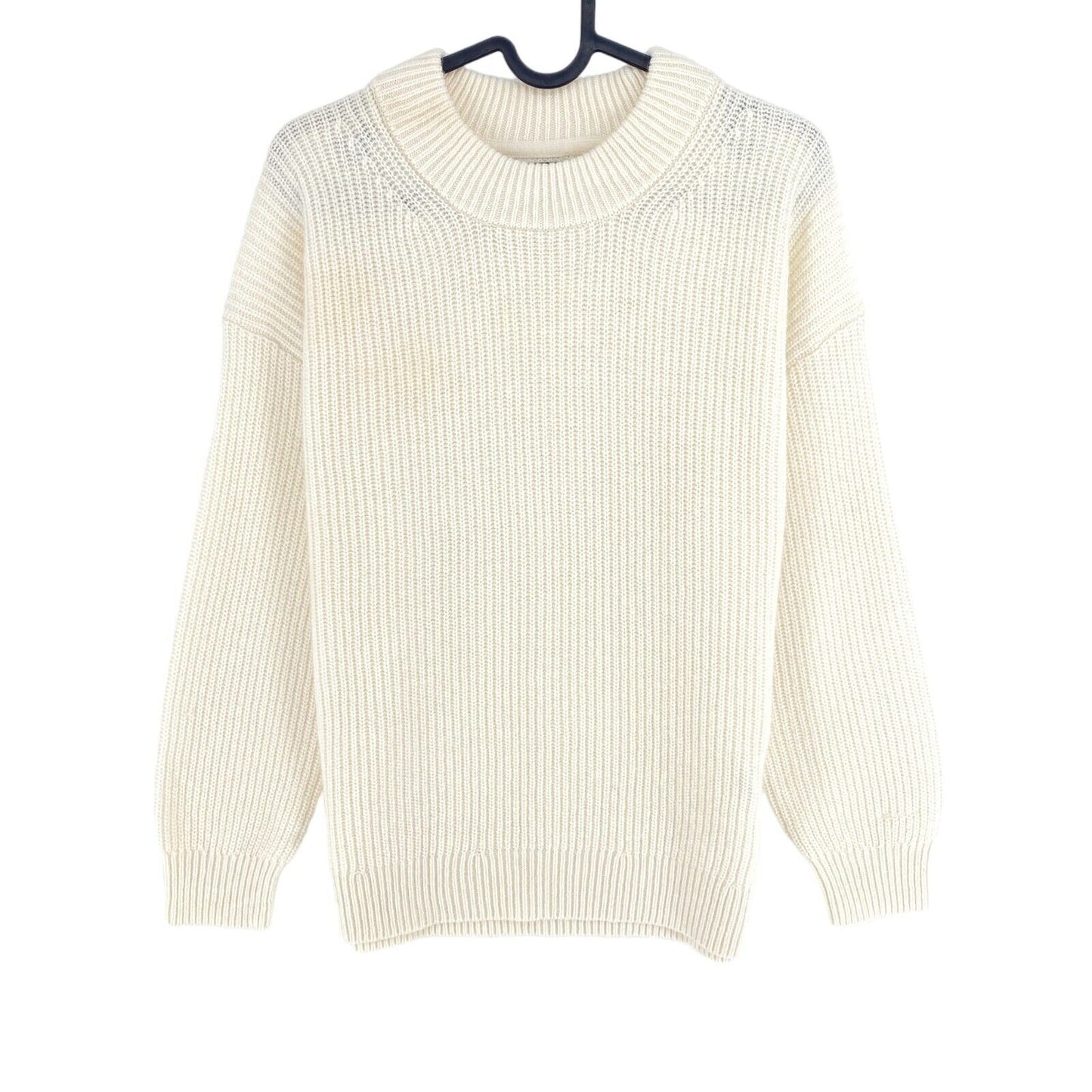 GANT Pullover aus gerippter Wollmischung mit Rundhalsausschnitt, Beige, Größe S