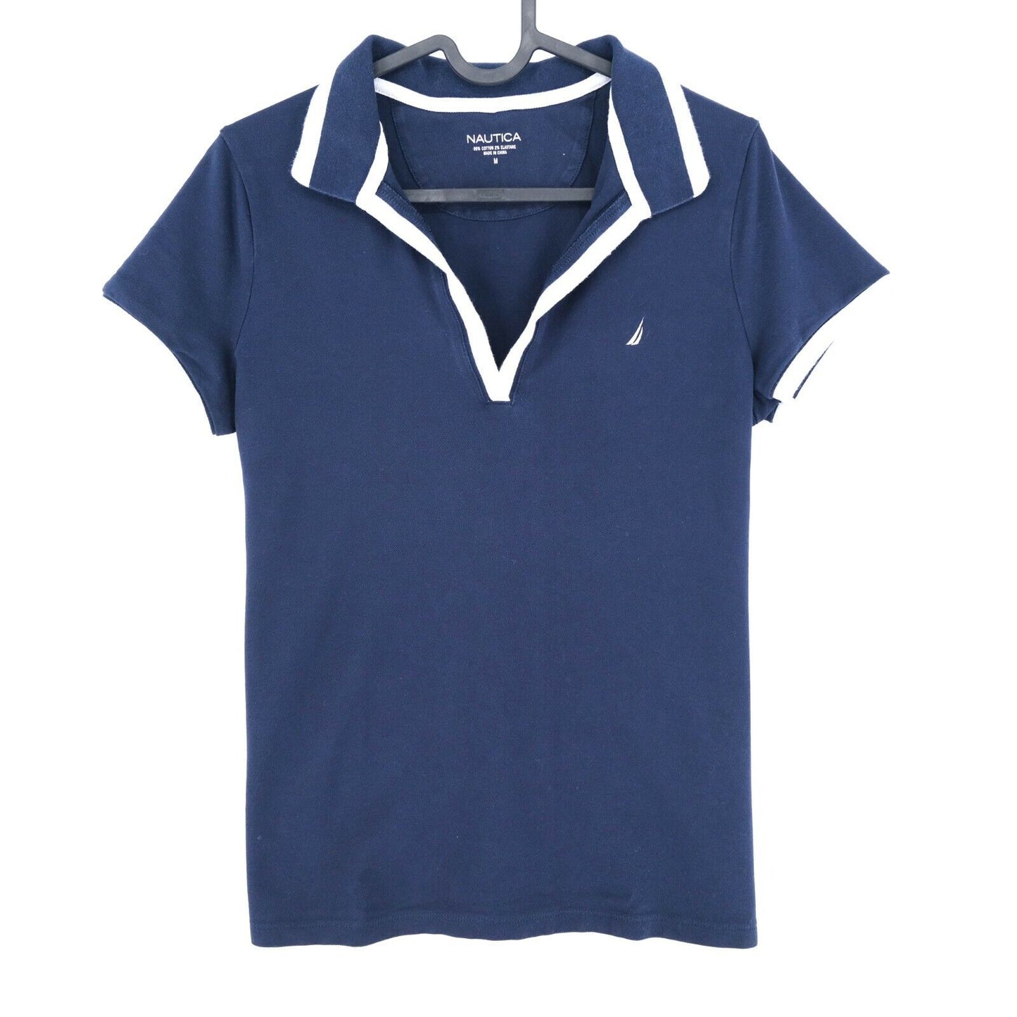 NAUTICA T-Shirt mit V-Ausschnitt, Marineblau, Größe M