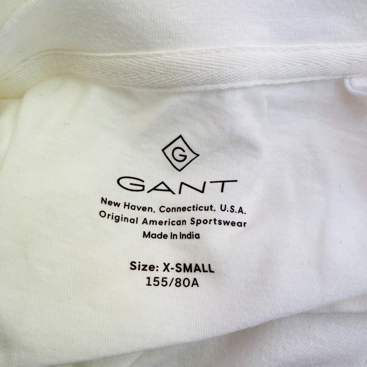 GANT White Crew Neck Logo Long Sleeves T Shirt Size XS