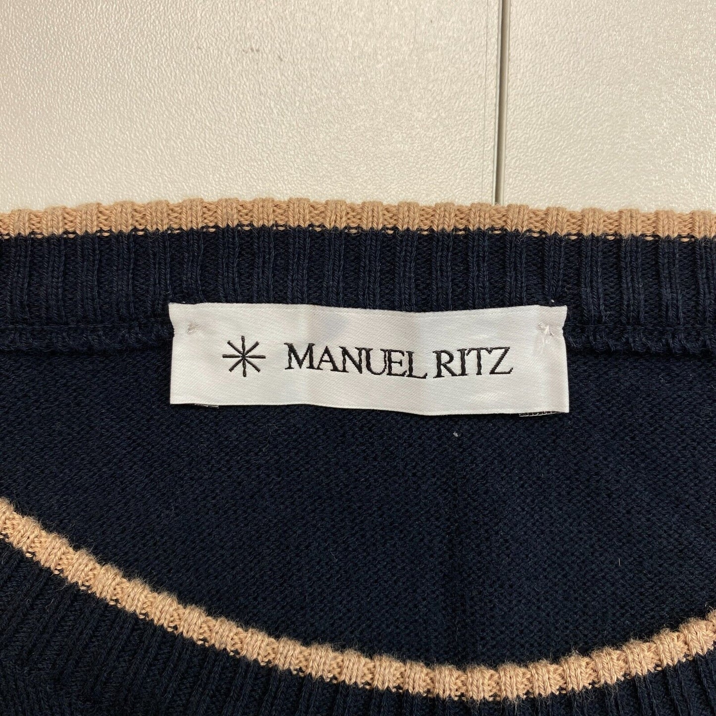 MANUEL RITZ Navy Blue Crew Neck Sweater Jumper Size XL