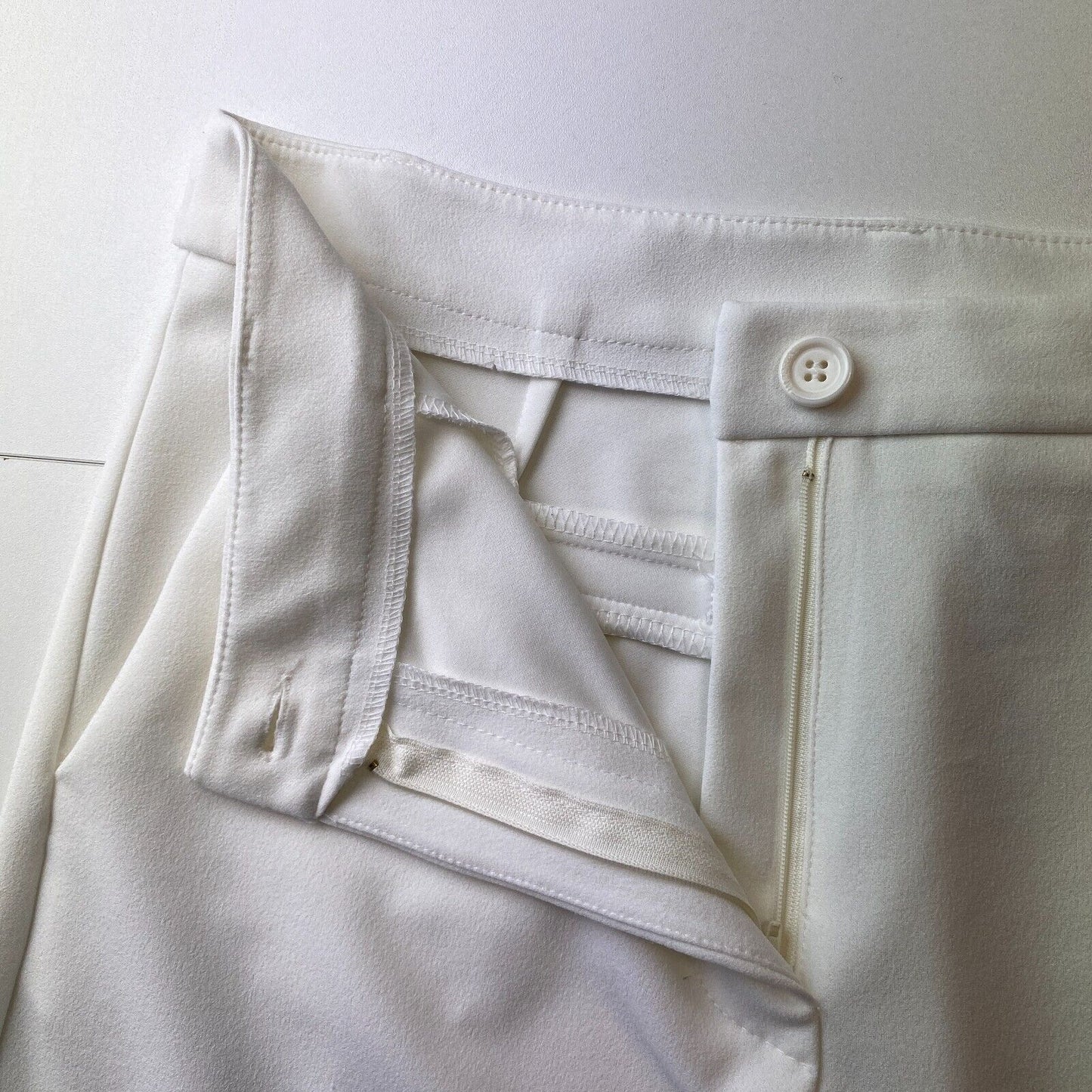 IMPERIAL Women White Relaxed Wide Leg Fit Dress Trousers Size L W30