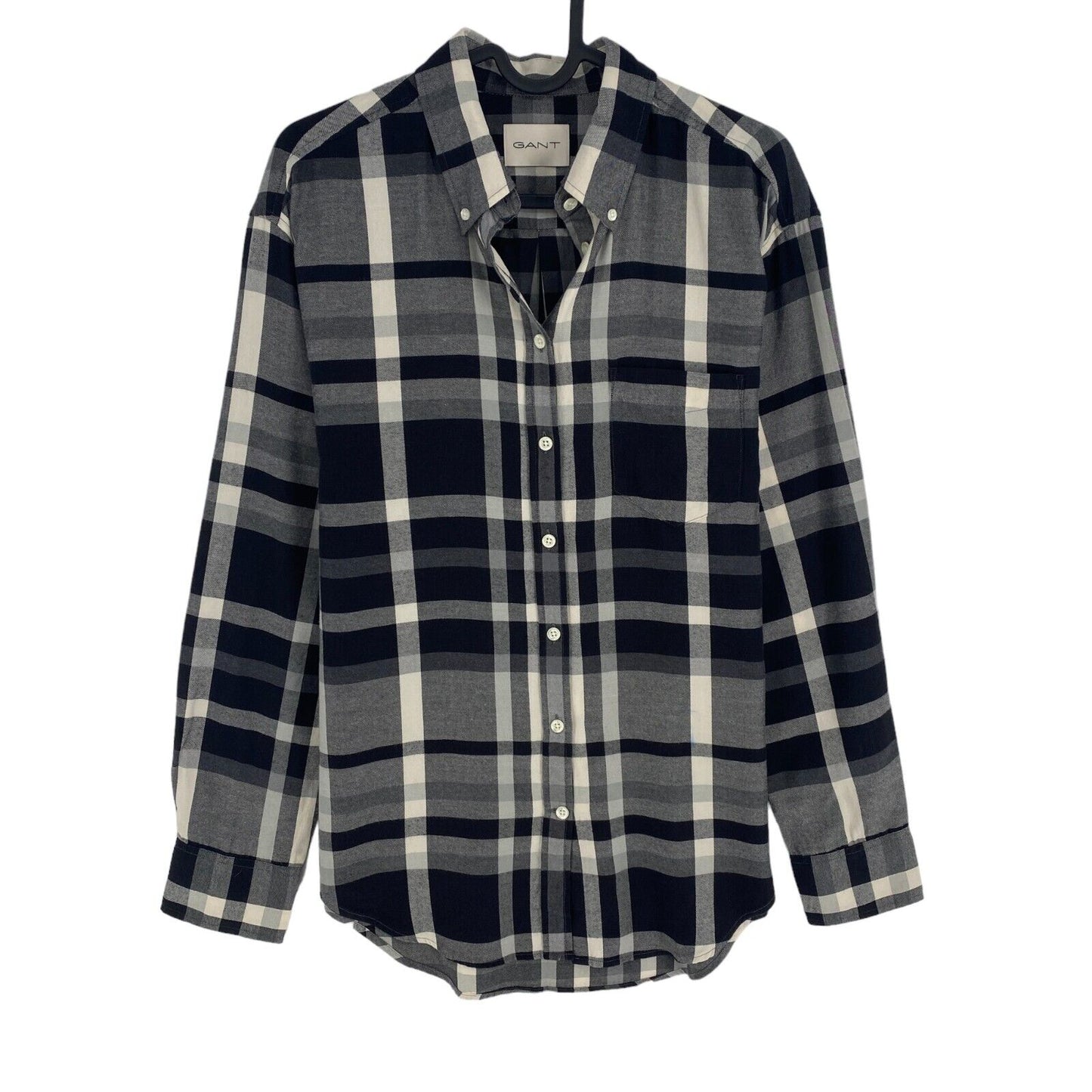 GANT Black Relaxed Checked Flannel BD Shirt Size EU 34 UK 6 US 4