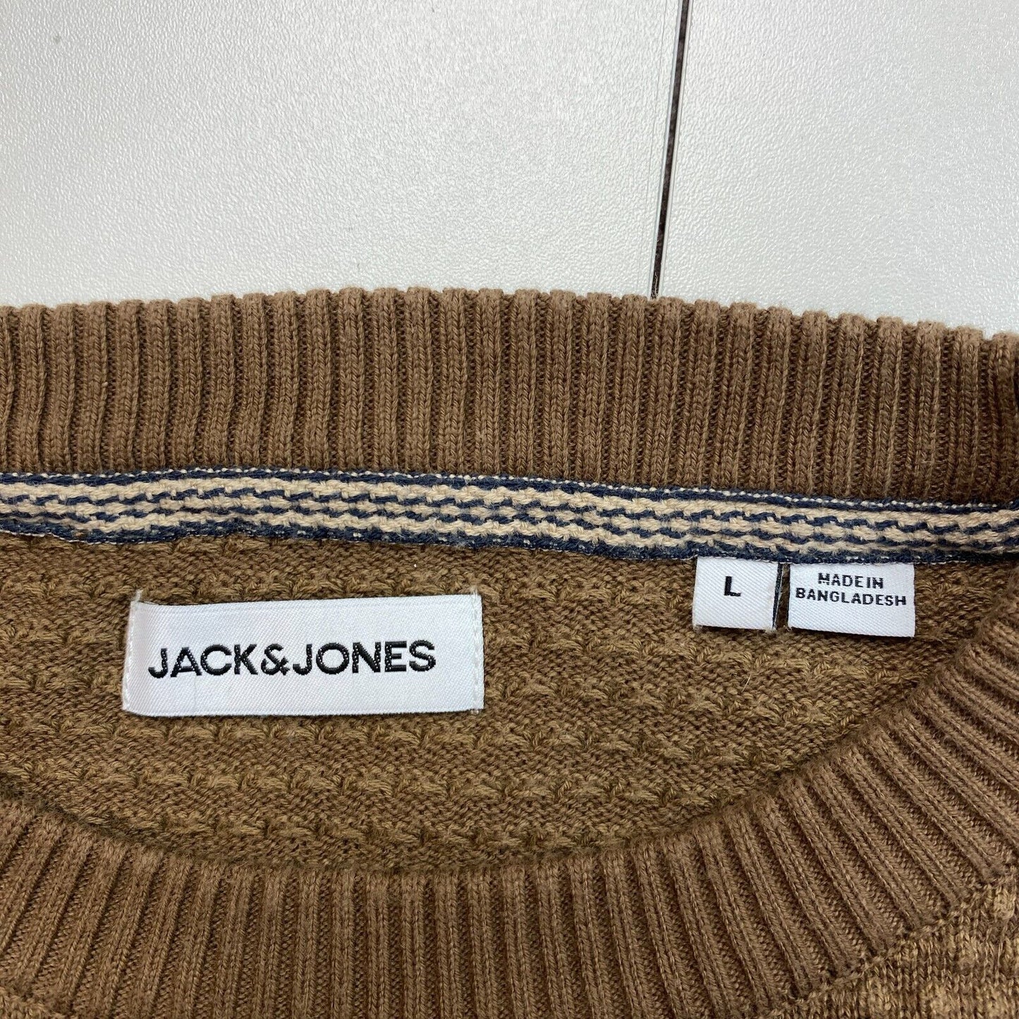 JACK&JONES Mens Brown Knit Crew Neck Sweater Jumper Size L