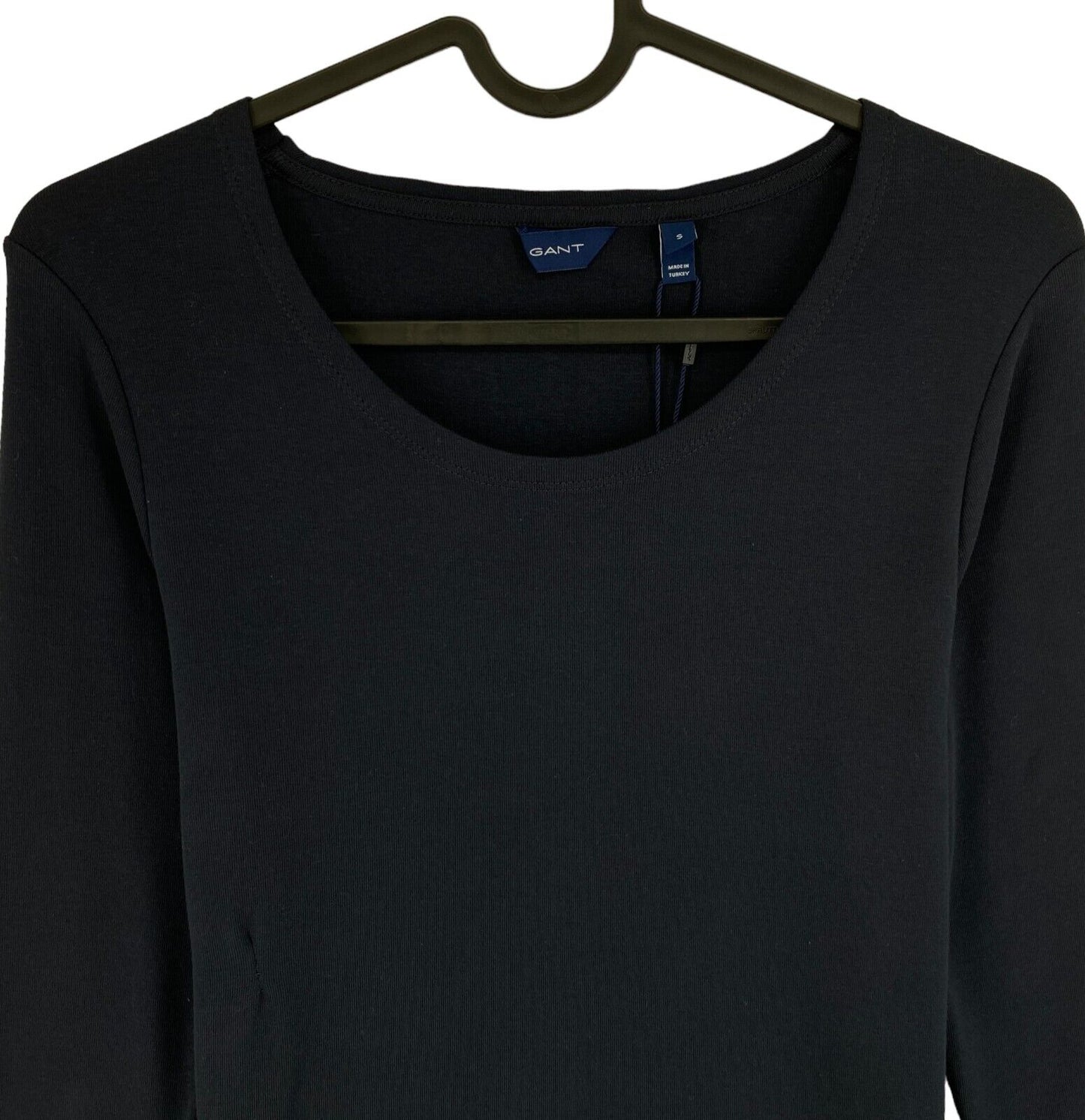 GANT Navy Blue 1x1 Rib Long Sleeves Solid T Shirt Size S