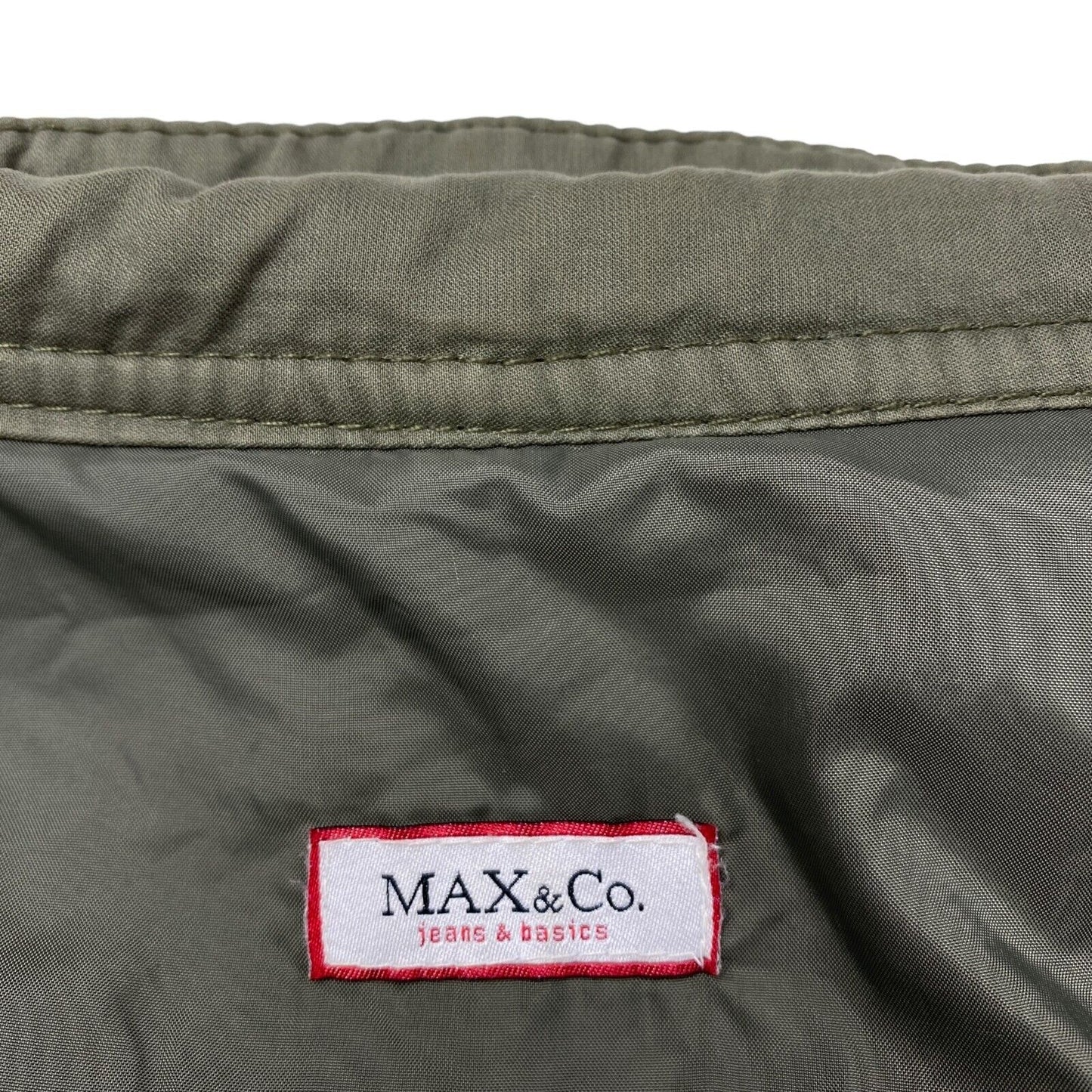 MAX & CO. Green 100% Cotton Hooded Padded Jacket Coat Size IT 40 EU 36 UK 8 US 6