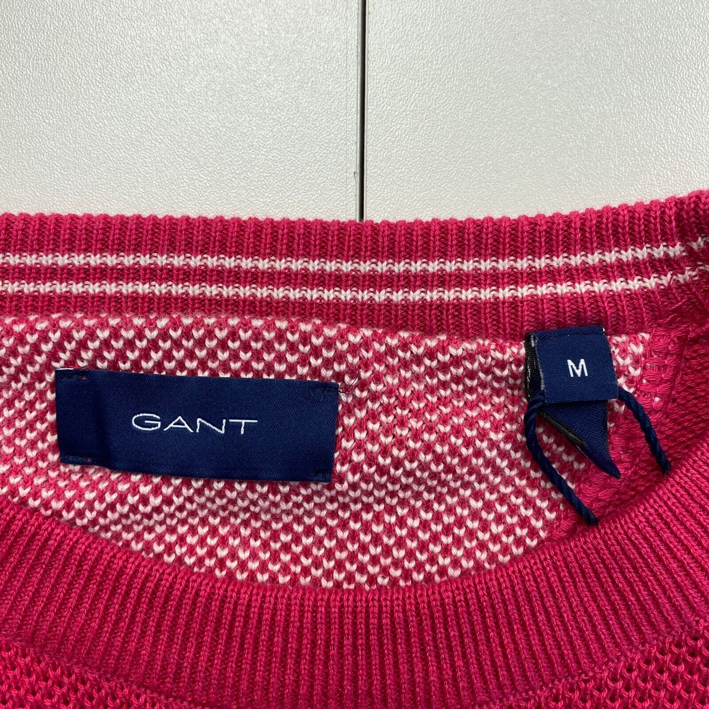 GANT Pink Cotton Pique Crew Neck Sweater Pullover Size M