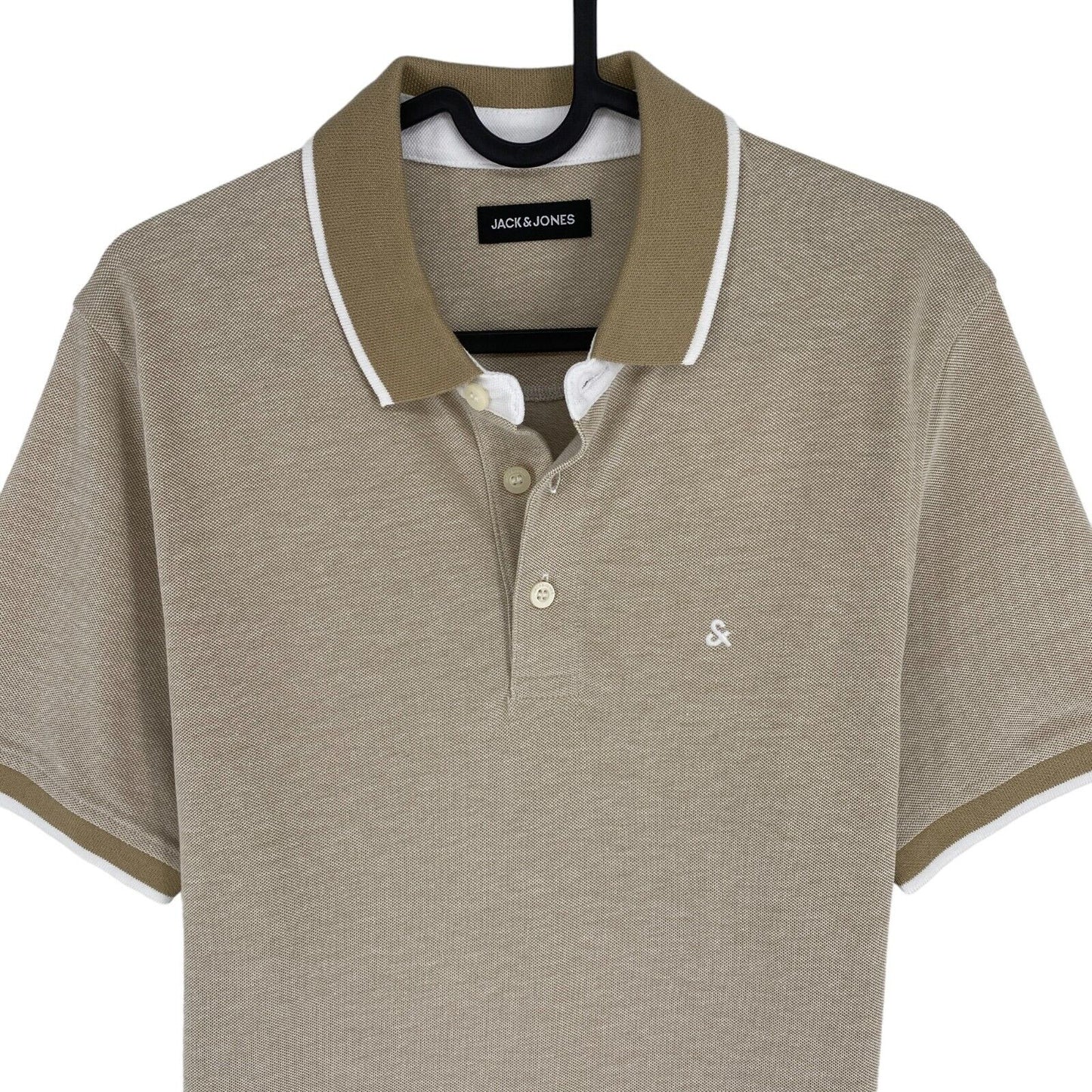 Jack&Jones Men Beige Slim Fit Short Sleeves Polo Shirt Size S