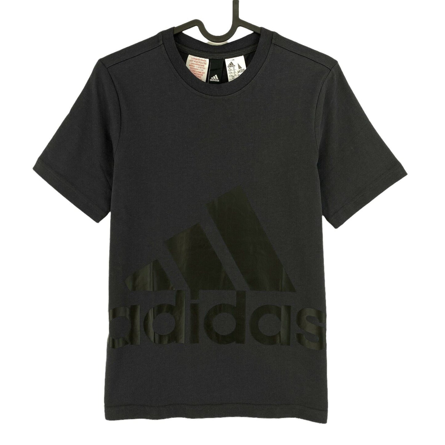 Adidas Youth Boys Gris foncé Big Logo Crew Neck T-shirt Taille 11-12 ans