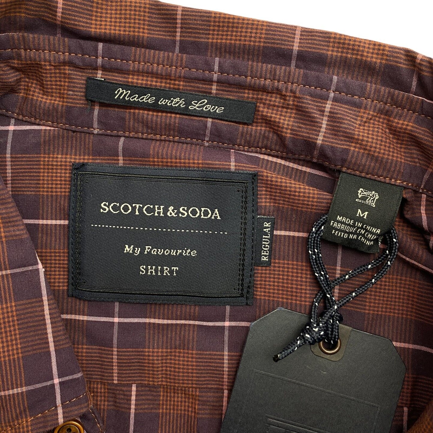 SCOTCH & SODA Brown Check Print Regular Fit Shirt Size M