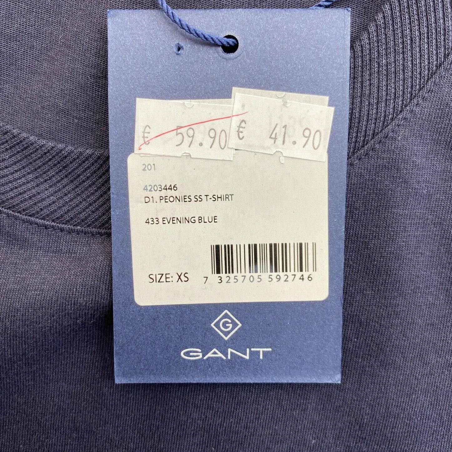 GANT Navy Blue Peonies Crew Neck T Shirt Top Size XS