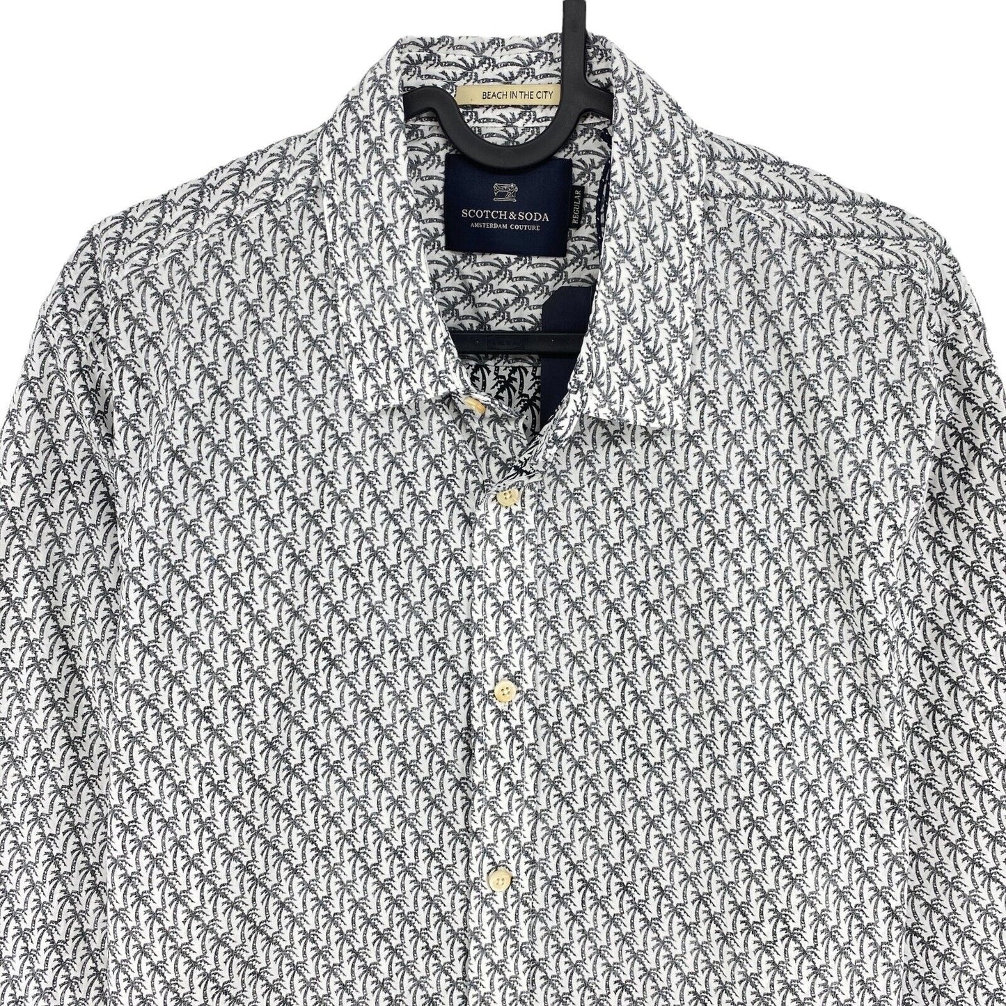 SCOTCH & SODA Grey Palm Print Regular Fit Shirt Size M XL