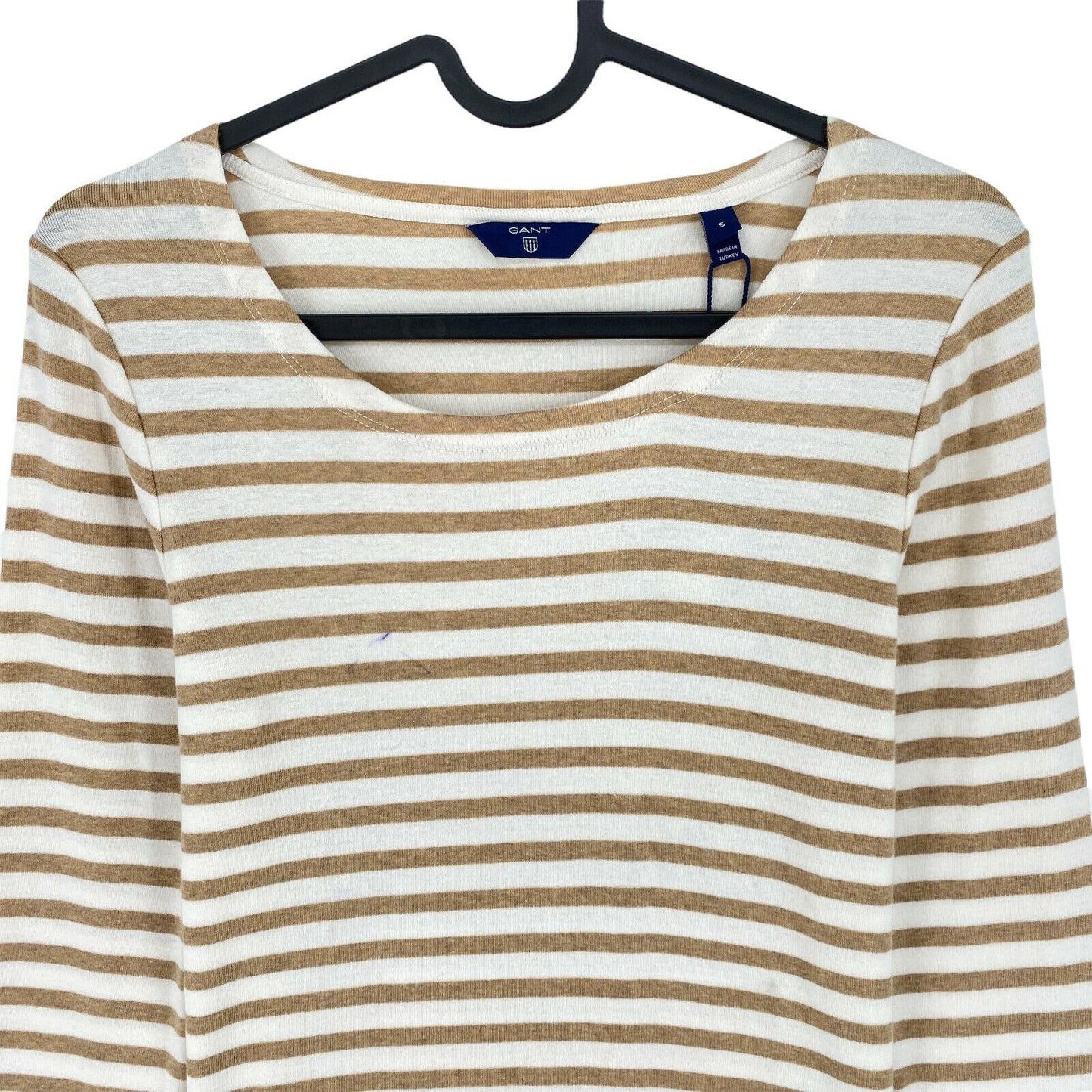 GANT Brown 1x1 Rib Striped Long Sleeves T Shirt Size S