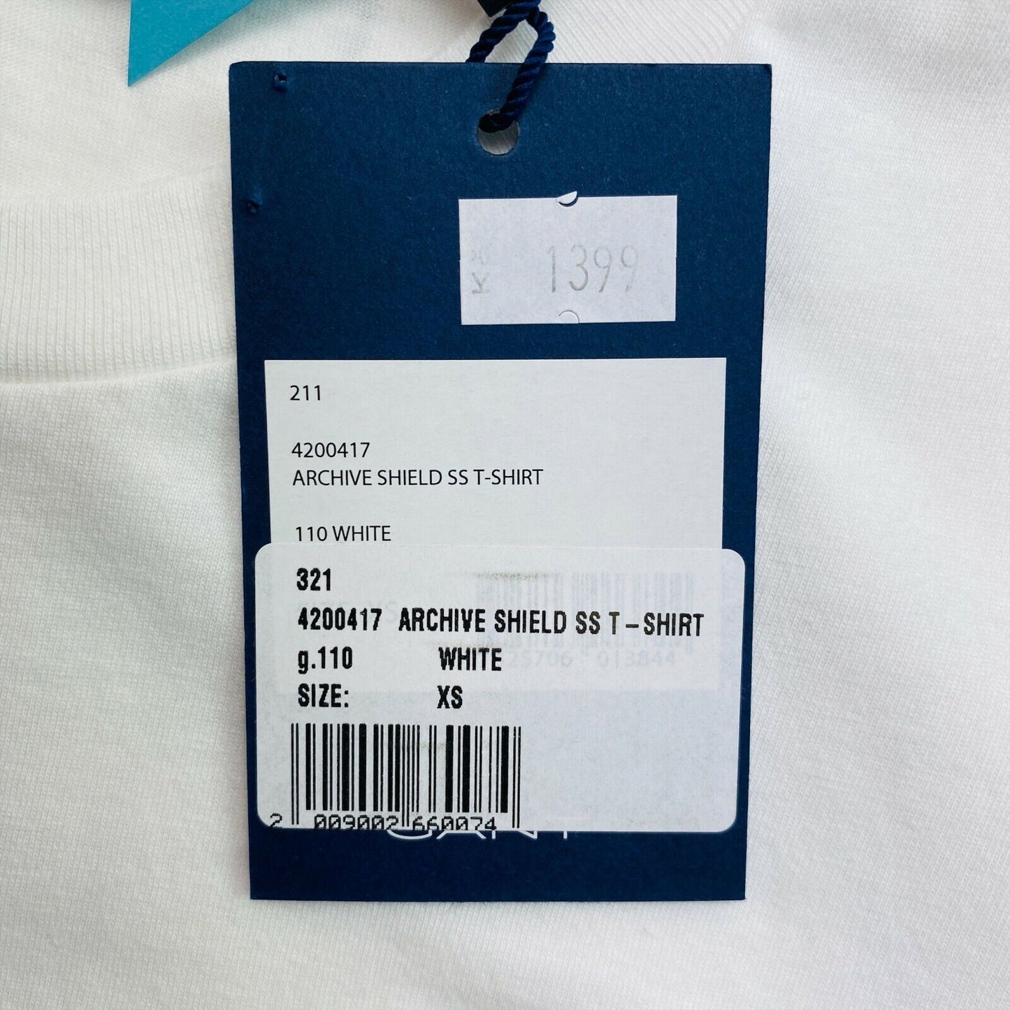 GANT White Archive Shield Crew Neck T Shirt Size XS