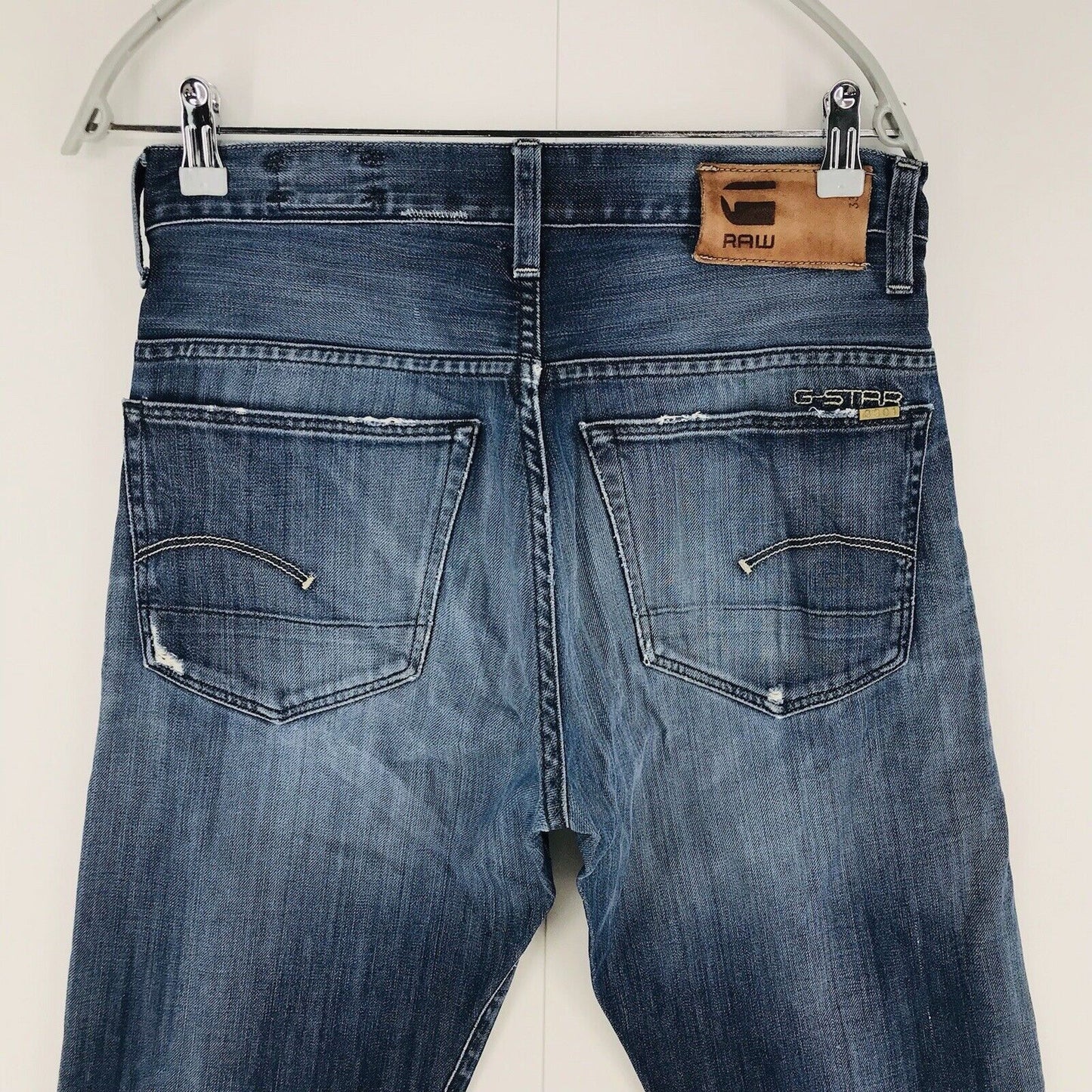 G-STAR RAW 3301 Blue Regular Straight Fit Distressed Jeans Size W31 L34