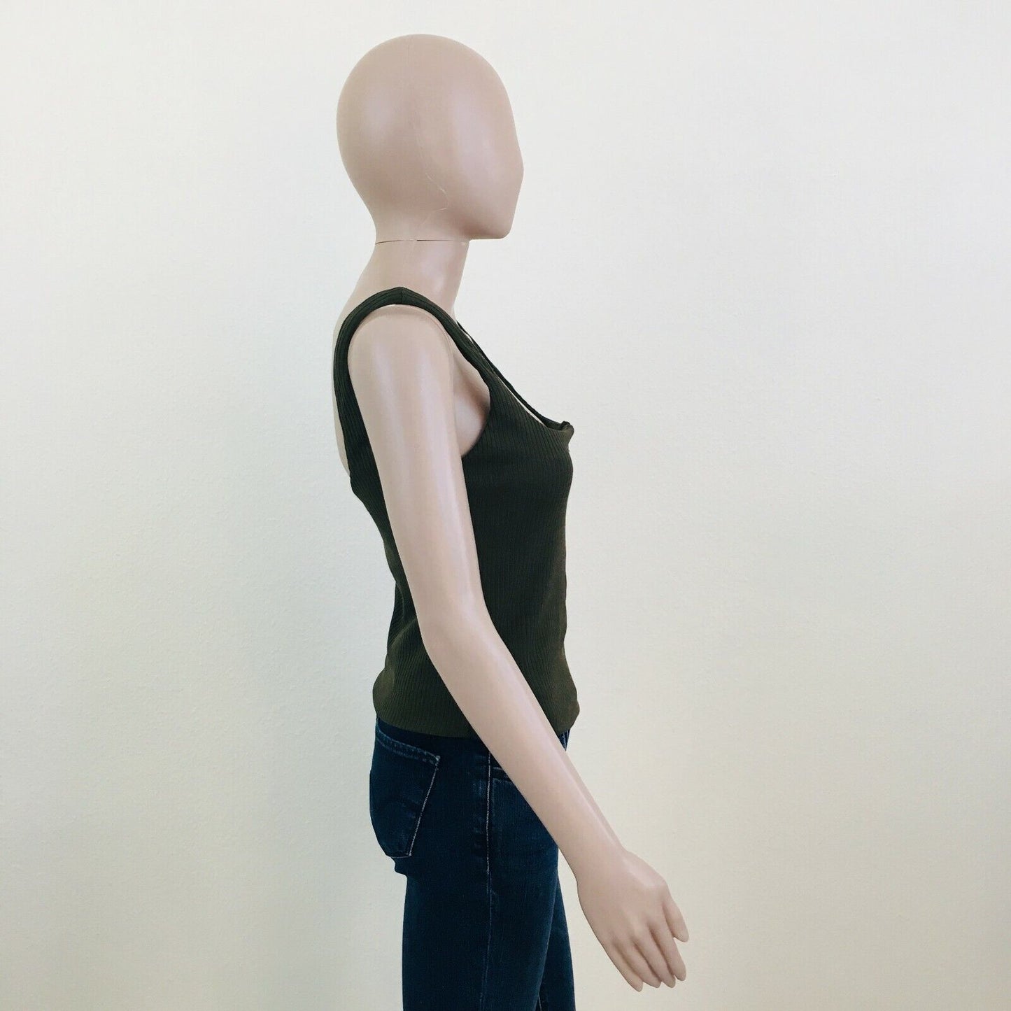 ZARA Dark Olive Green Tank Top Shirt Size S M