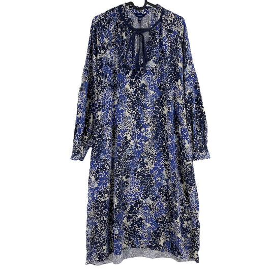 GANT Blaues Maxikleid mit langen Ärmeln und Farbblock-Print, Größe EU 38 UK 10 US 8