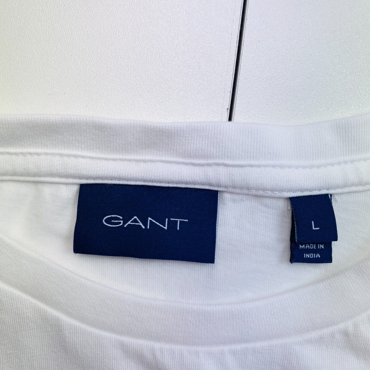 GANT Men White Original Crew Neck Long Sleeves T-Shirt Size L